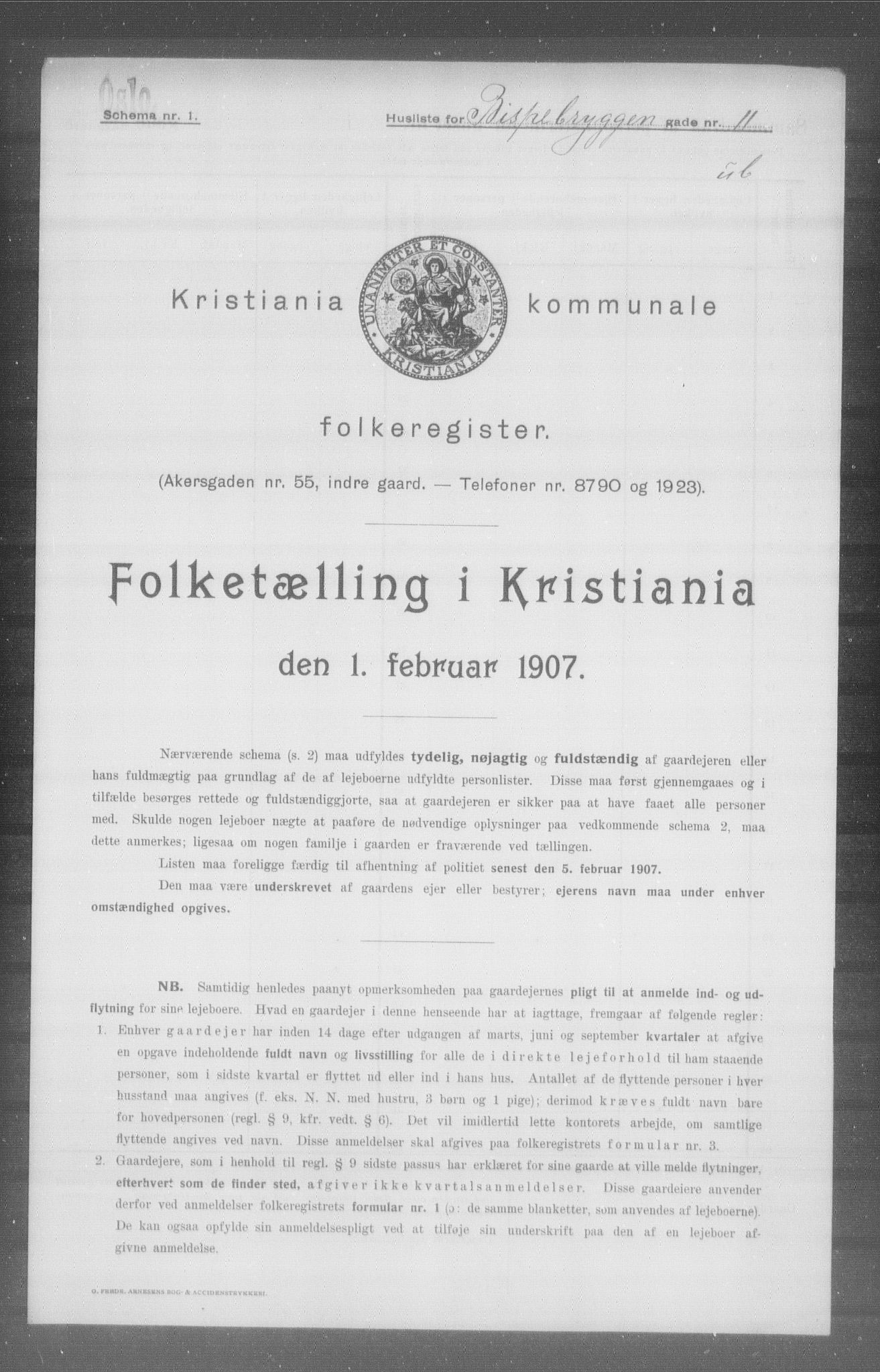 OBA, Municipal Census 1907 for Kristiania, 1907, p. 2813