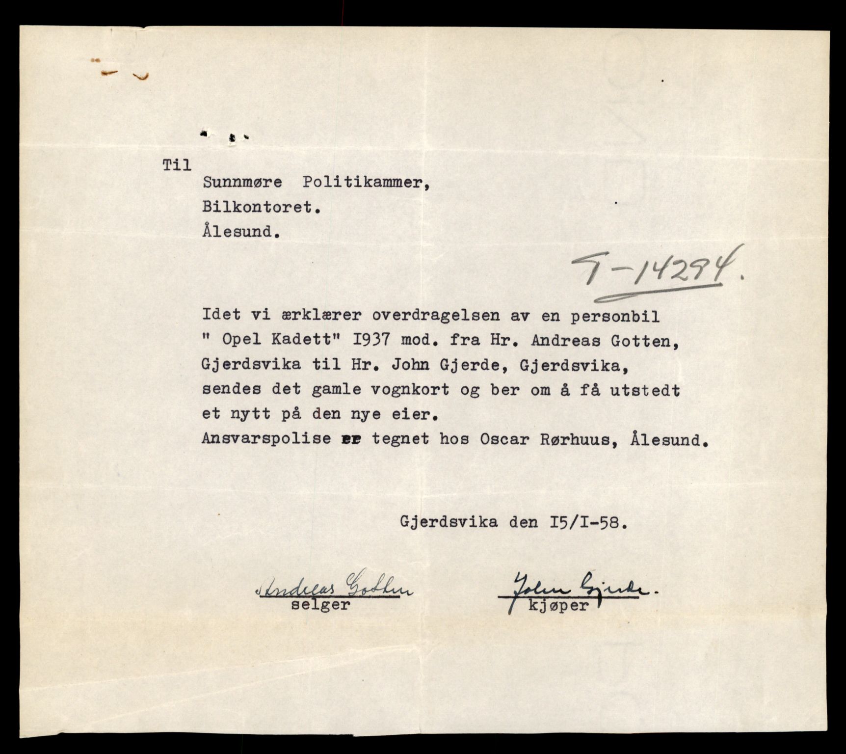 Møre og Romsdal vegkontor - Ålesund trafikkstasjon, AV/SAT-A-4099/F/Fe/L0044: Registreringskort for kjøretøy T 14205 - T 14319, 1927-1998, p. 2605