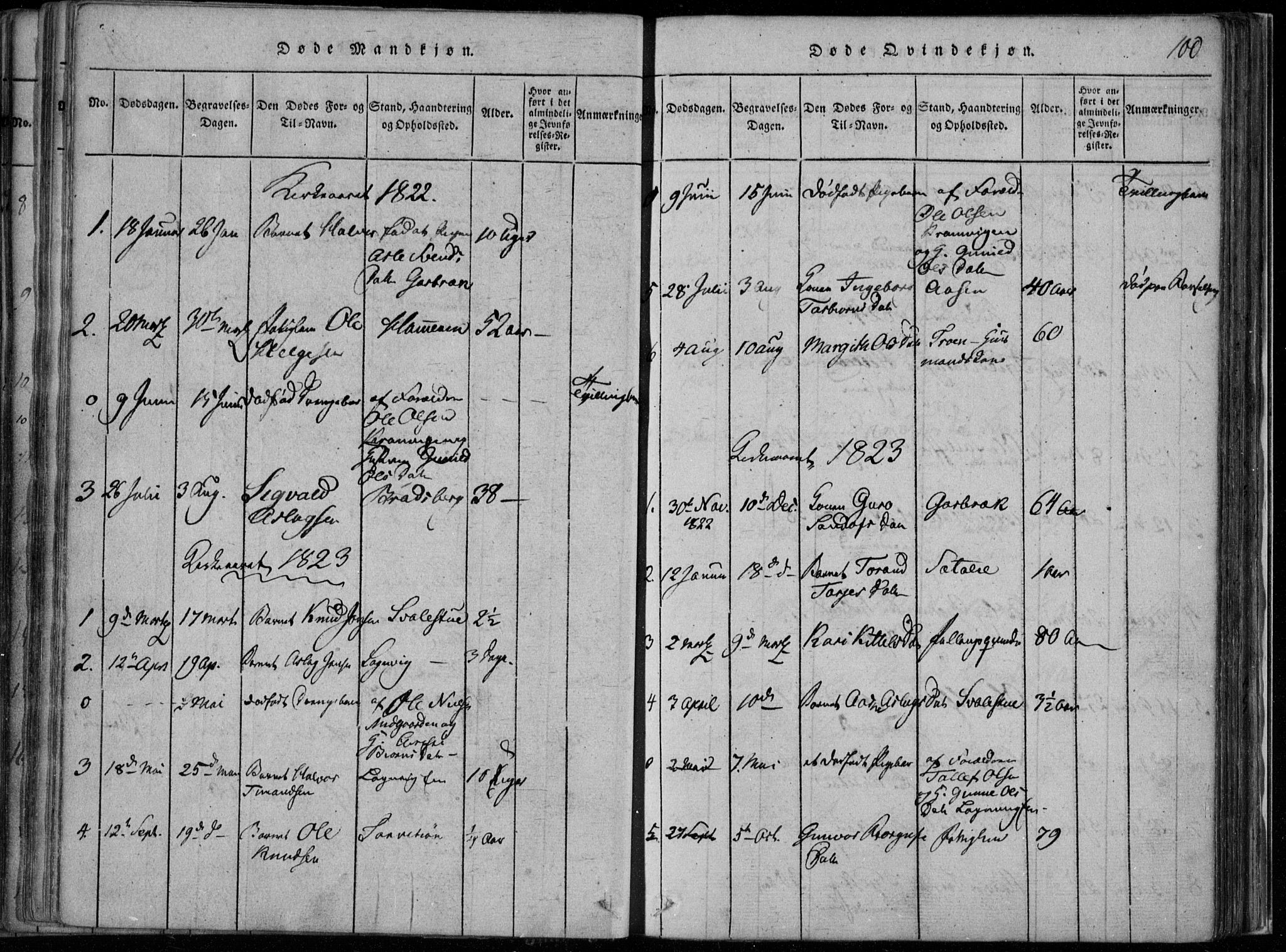 Rauland kirkebøker, SAKO/A-292/F/Fa/L0001: Parish register (official) no. 1, 1814-1859, p. 100
