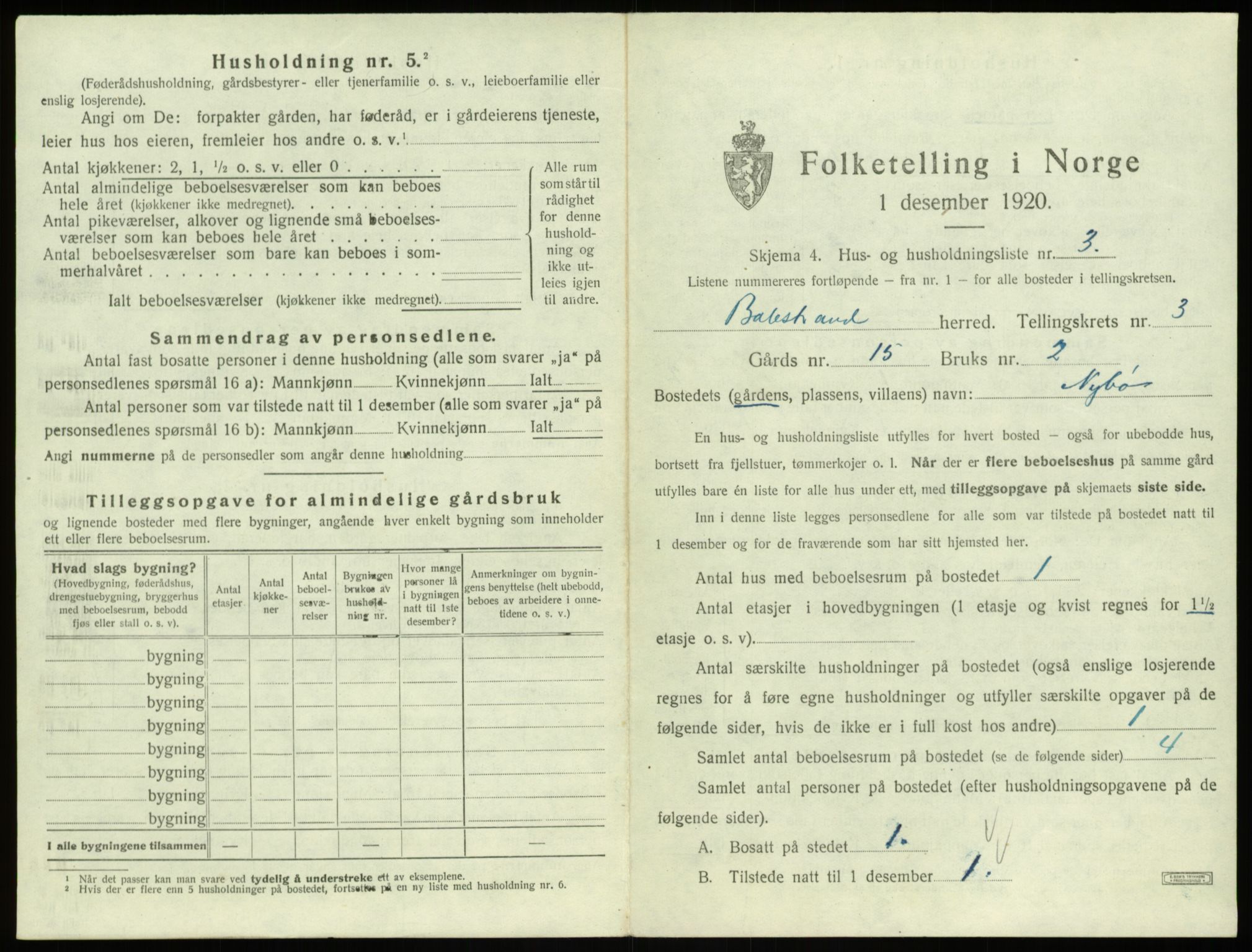 SAB, 1920 census for Balestrand, 1920, p. 247
