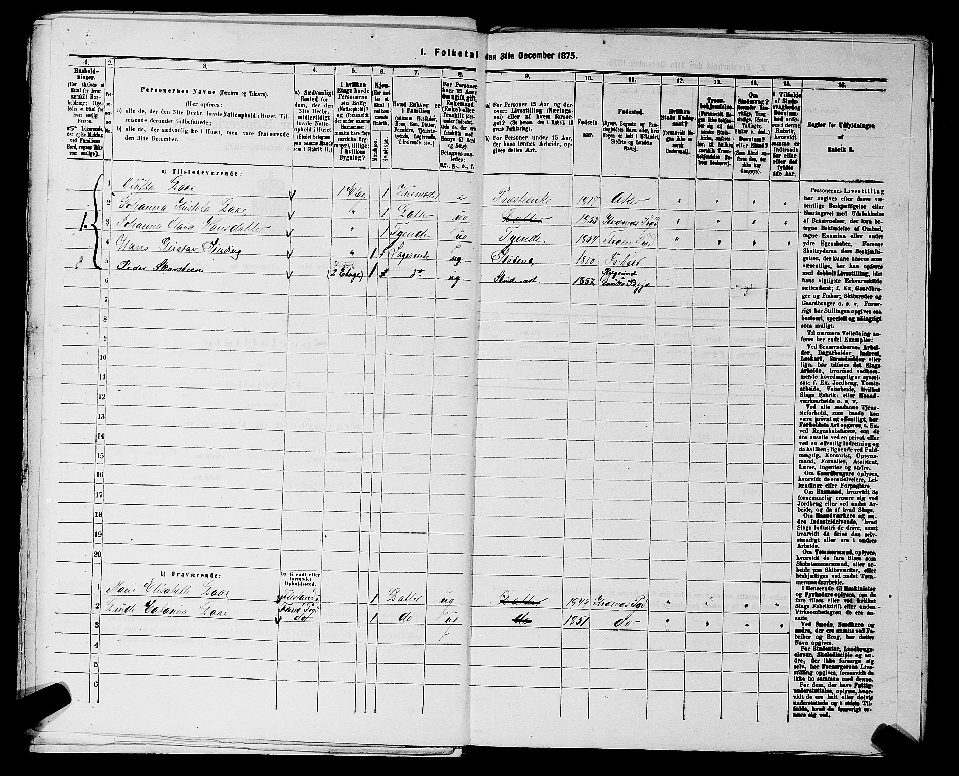 RA, 1875 census for 0218aP Vestre Aker, 1875, p. 2384