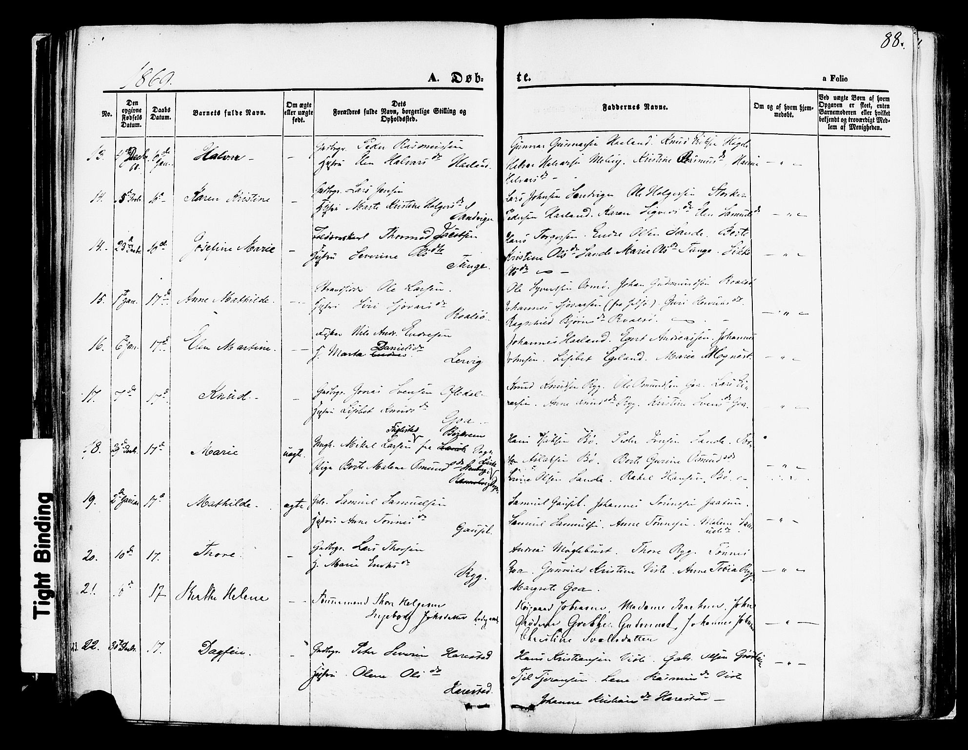 Hetland sokneprestkontor, AV/SAST-A-101826/30/30BA/L0003: Parish register (official) no. A 3, 1862-1876, p. 88