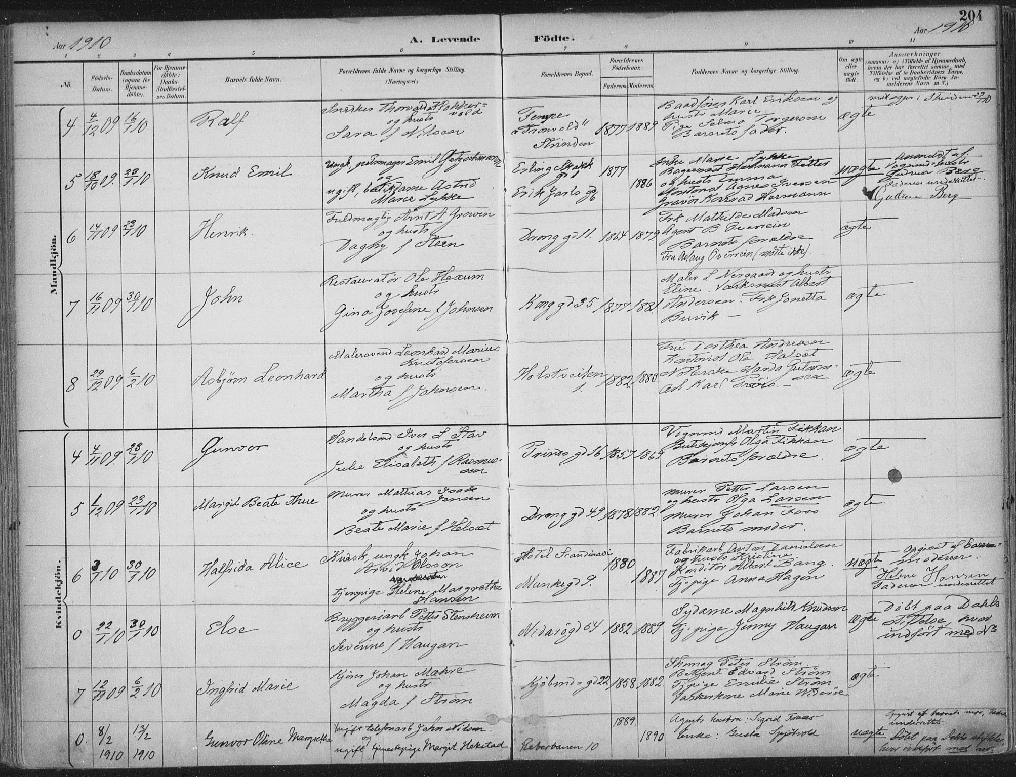 Ministerialprotokoller, klokkerbøker og fødselsregistre - Sør-Trøndelag, AV/SAT-A-1456/601/L0062: Parish register (official) no. 601A30, 1891-1911, p. 204