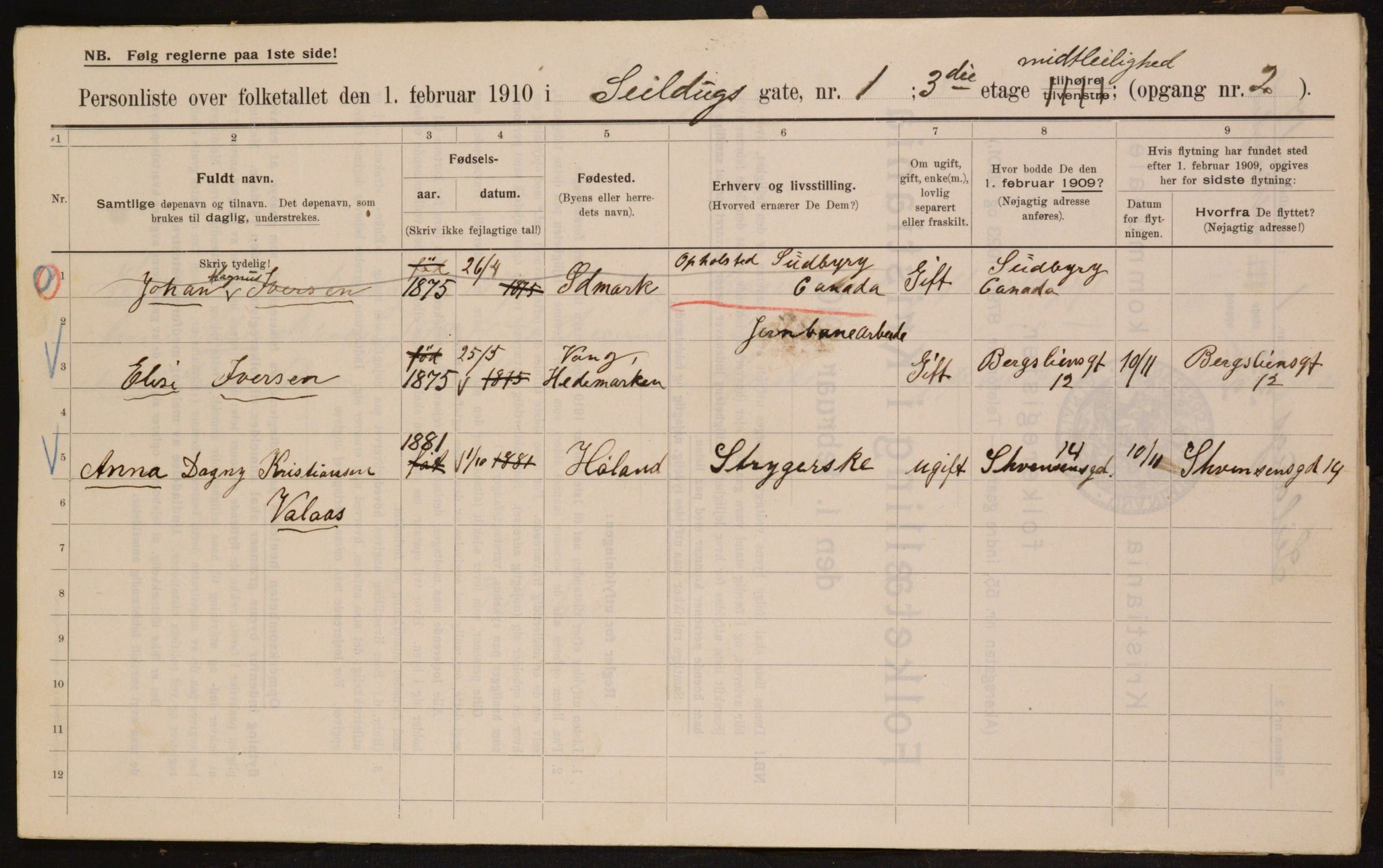 OBA, Municipal Census 1910 for Kristiania, 1910, p. 89613