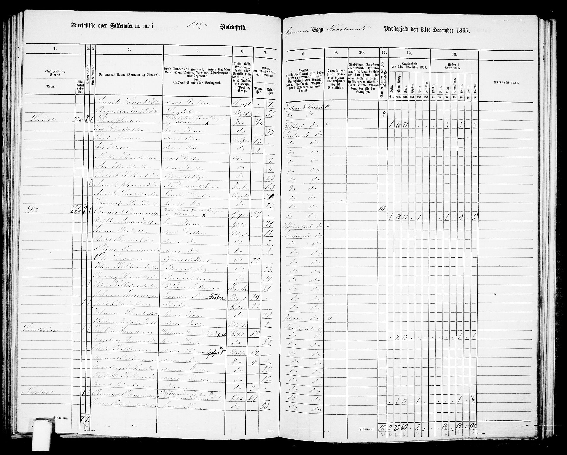 RA, 1865 census for Nedstrand, 1865, p. 86