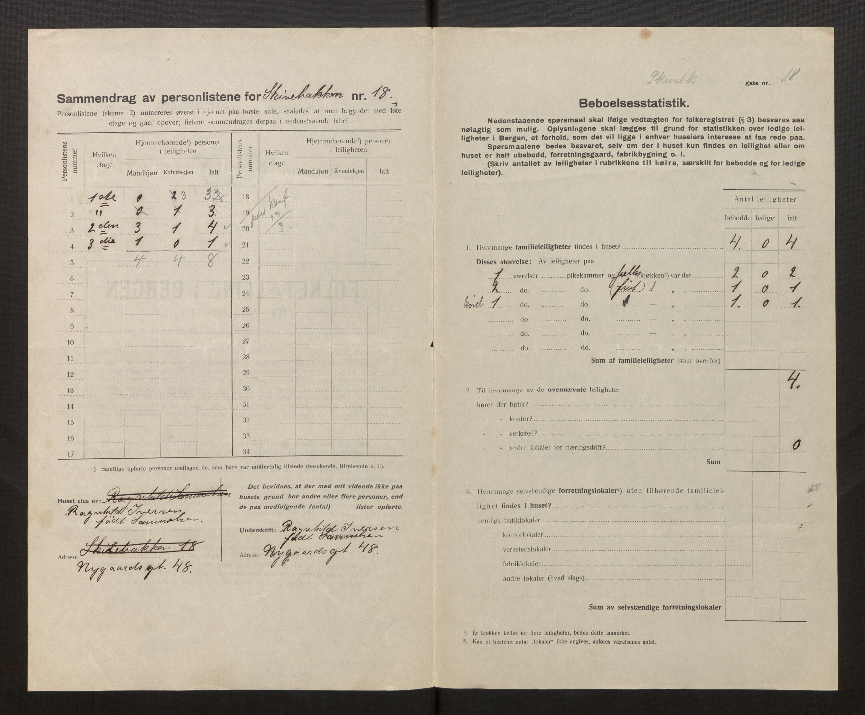 SAB, Municipal Census 1917 for Bergen, 1917, p. 34734