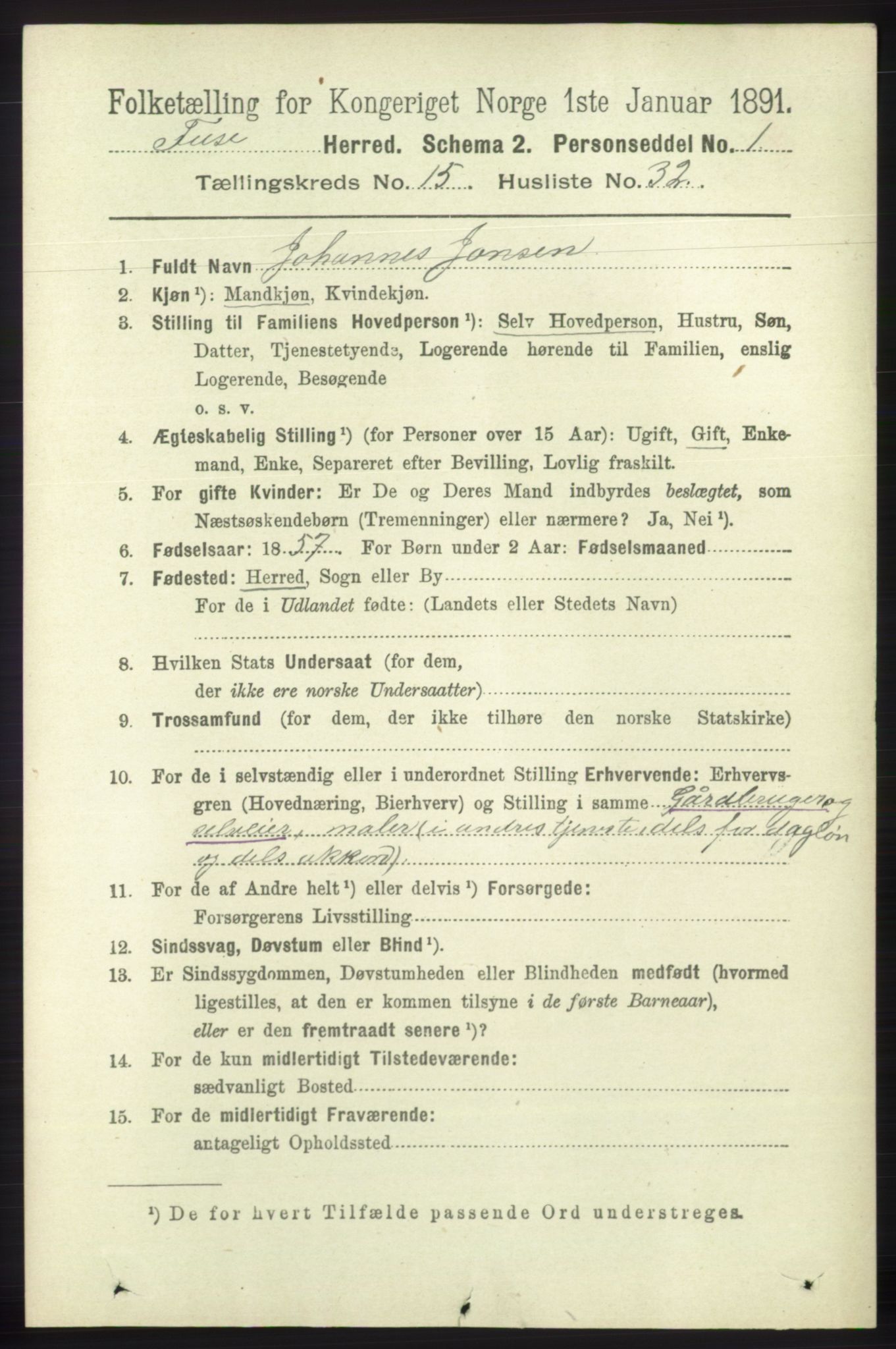 RA, 1891 census for 1241 Fusa, 1891, p. 3561