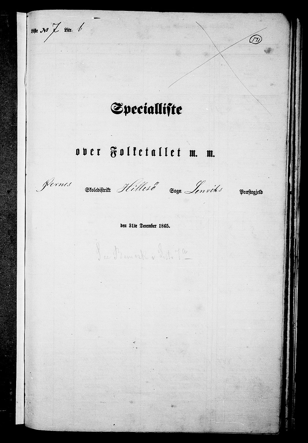 RA, 1865 census for Lenvik, 1865, p. 150