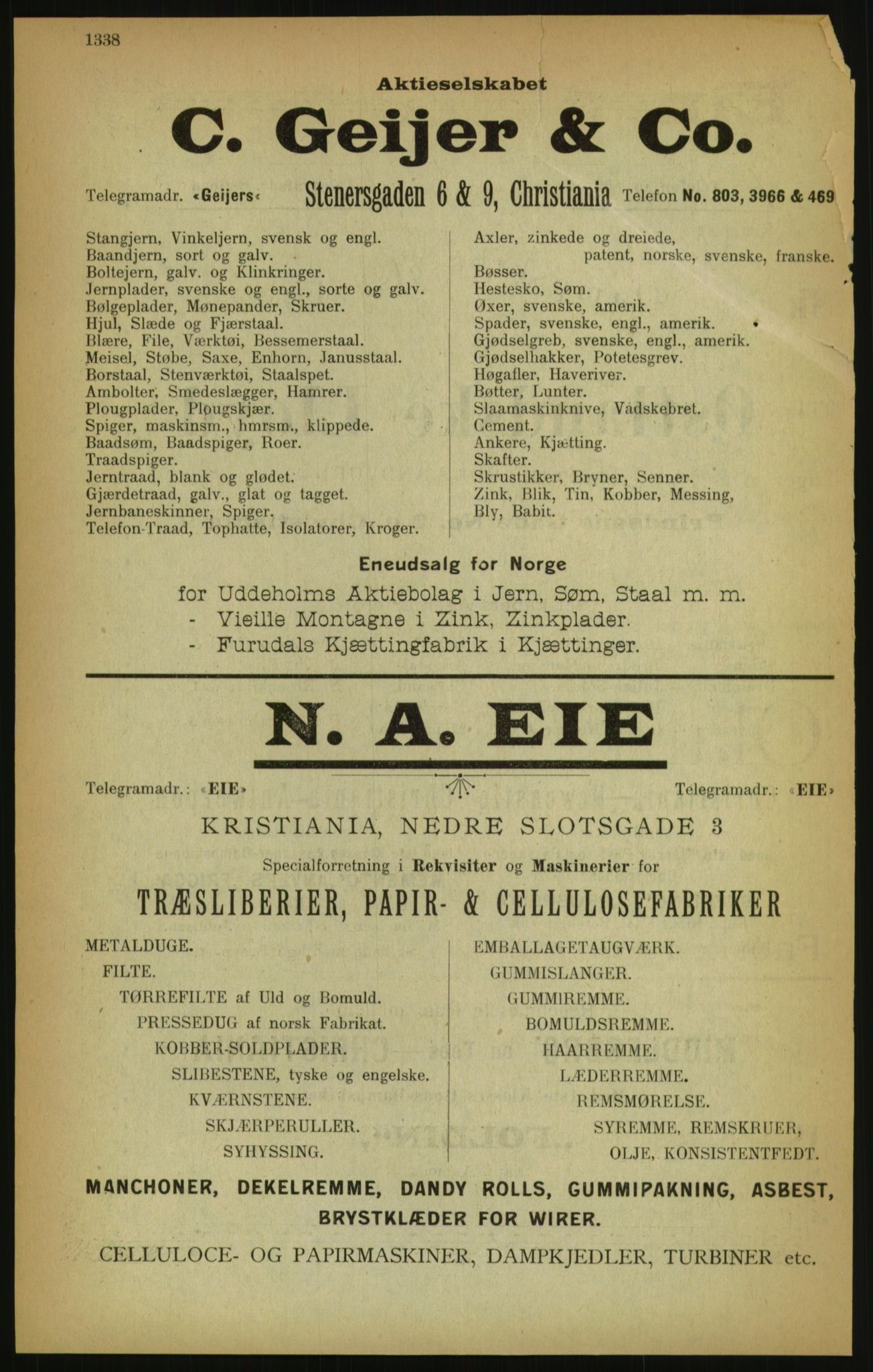 Kristiania/Oslo adressebok, PUBL/-, 1900, p. 1338