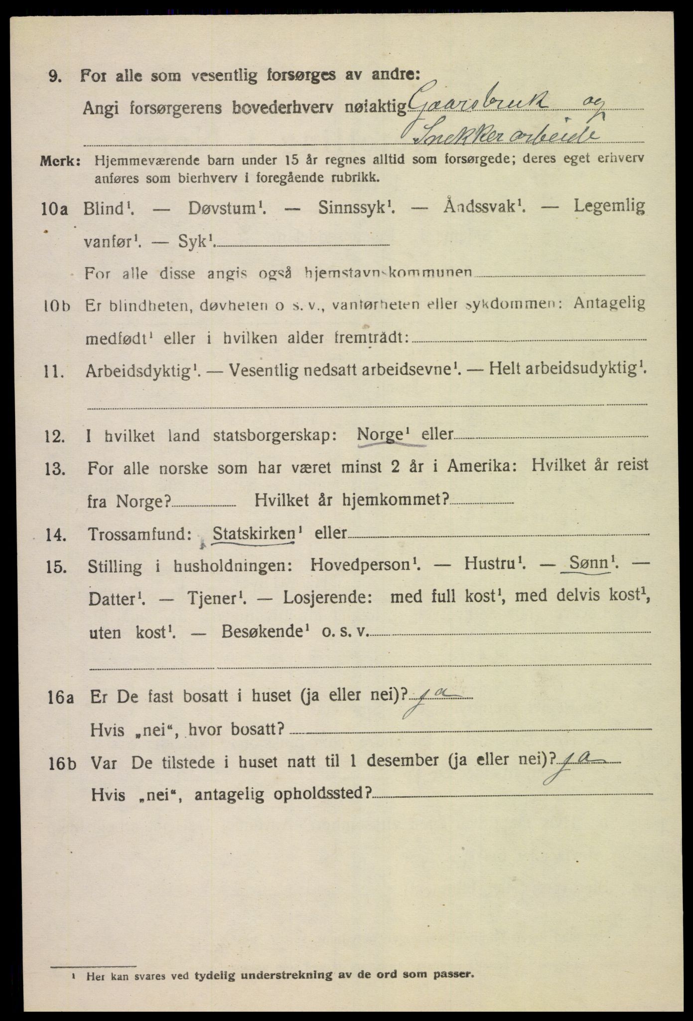 SAK, 1920 census for Austad, 1920, p. 2482