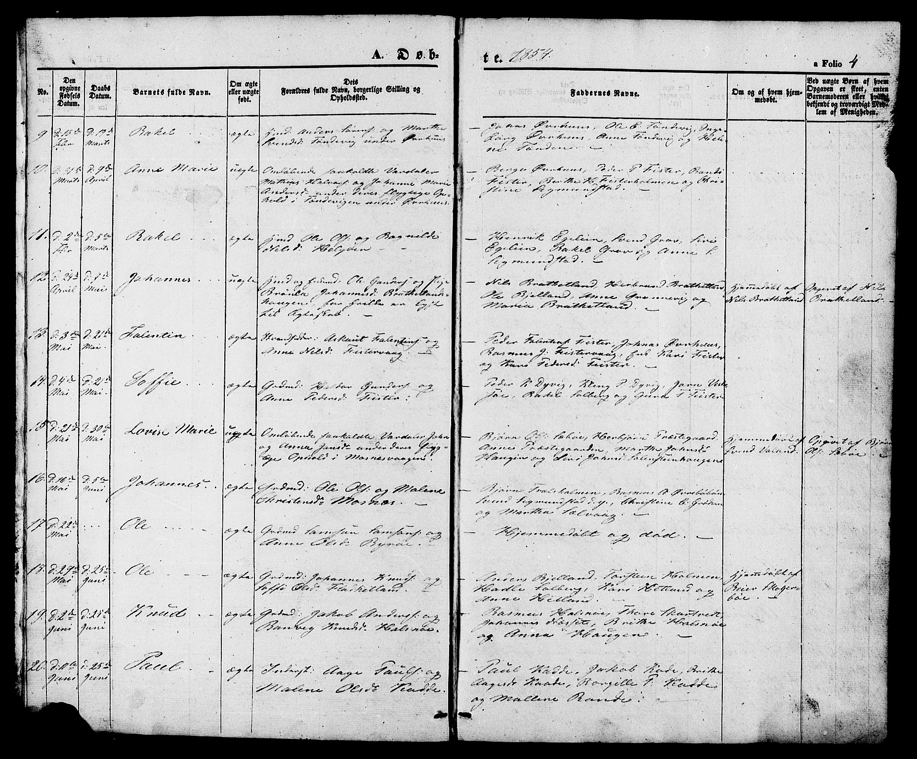 Hjelmeland sokneprestkontor, SAST/A-101843/01/V/L0005: Parish register (copy) no. B 5, 1853-1892, p. 4