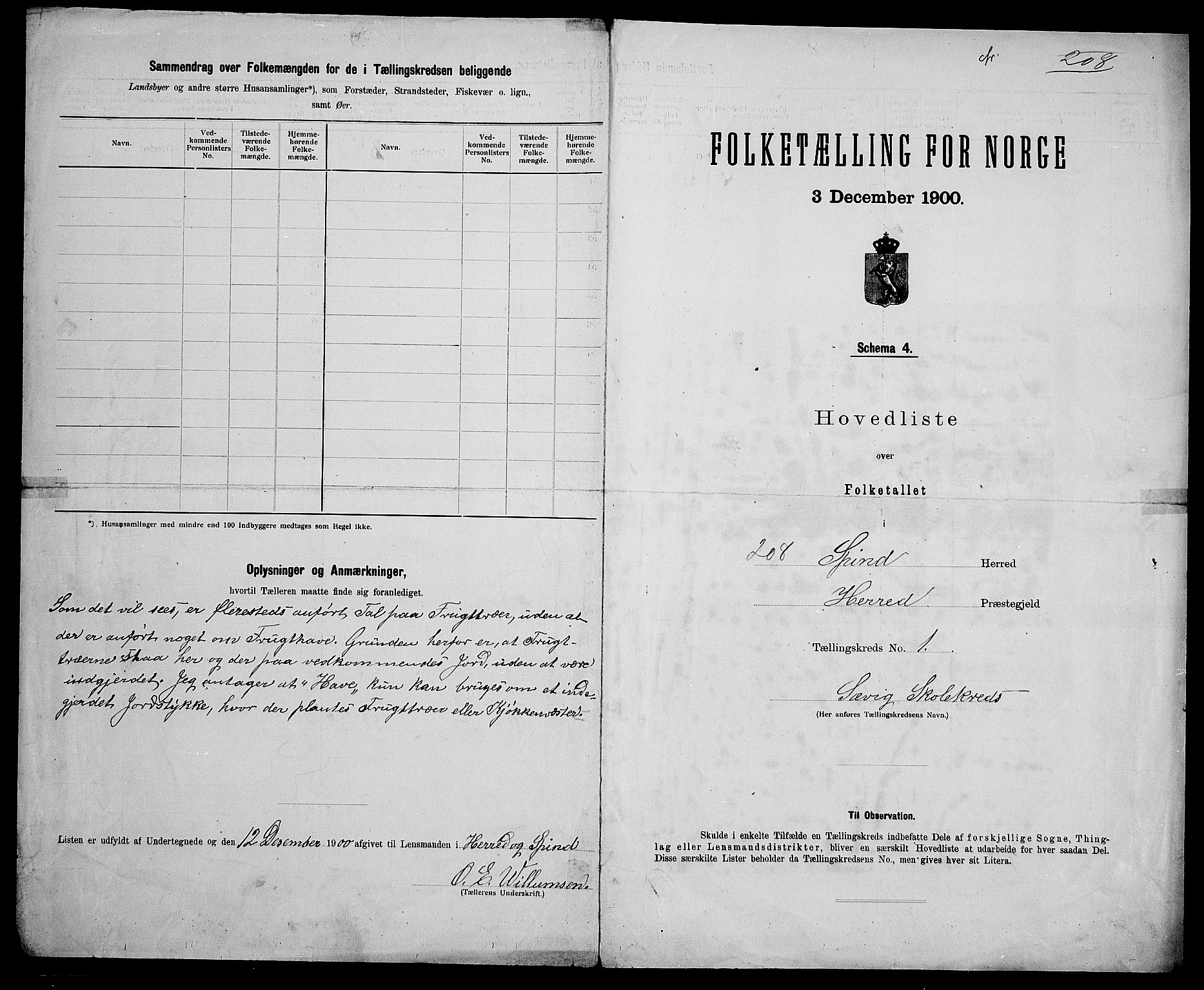 SAK, 1900 census for Spind, 1900, p. 10