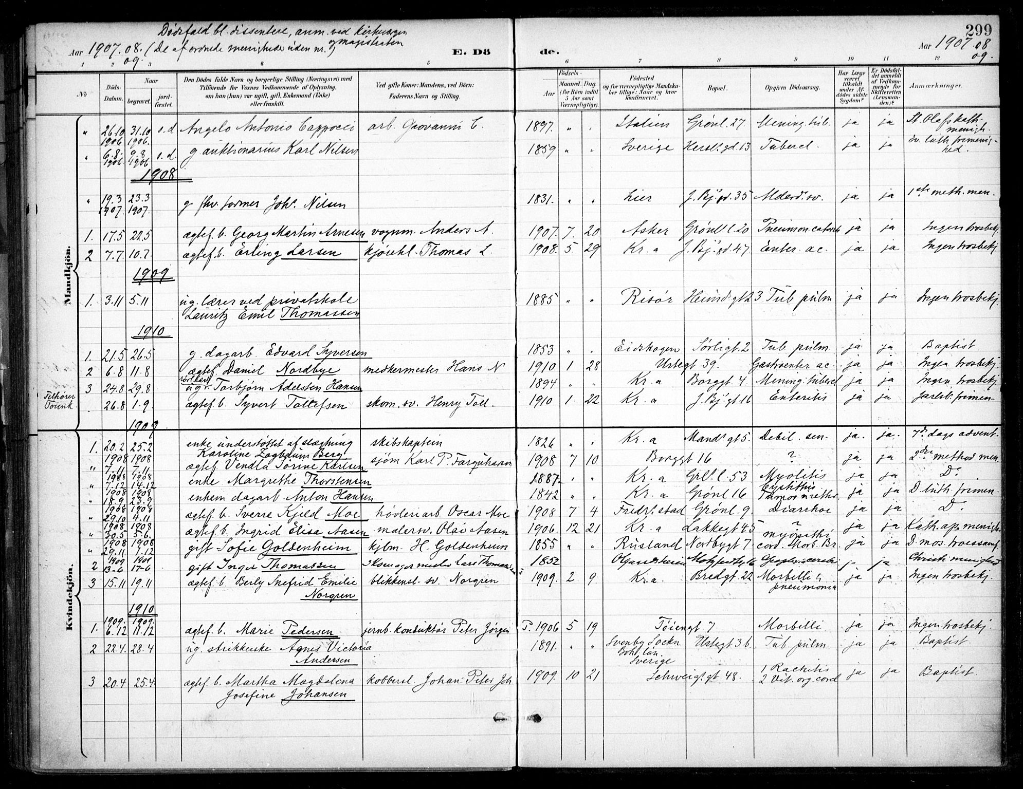 Grønland prestekontor Kirkebøker, AV/SAO-A-10848/F/Fa/L0016: Parish register (official) no. 16, 1898-1918, p. 299