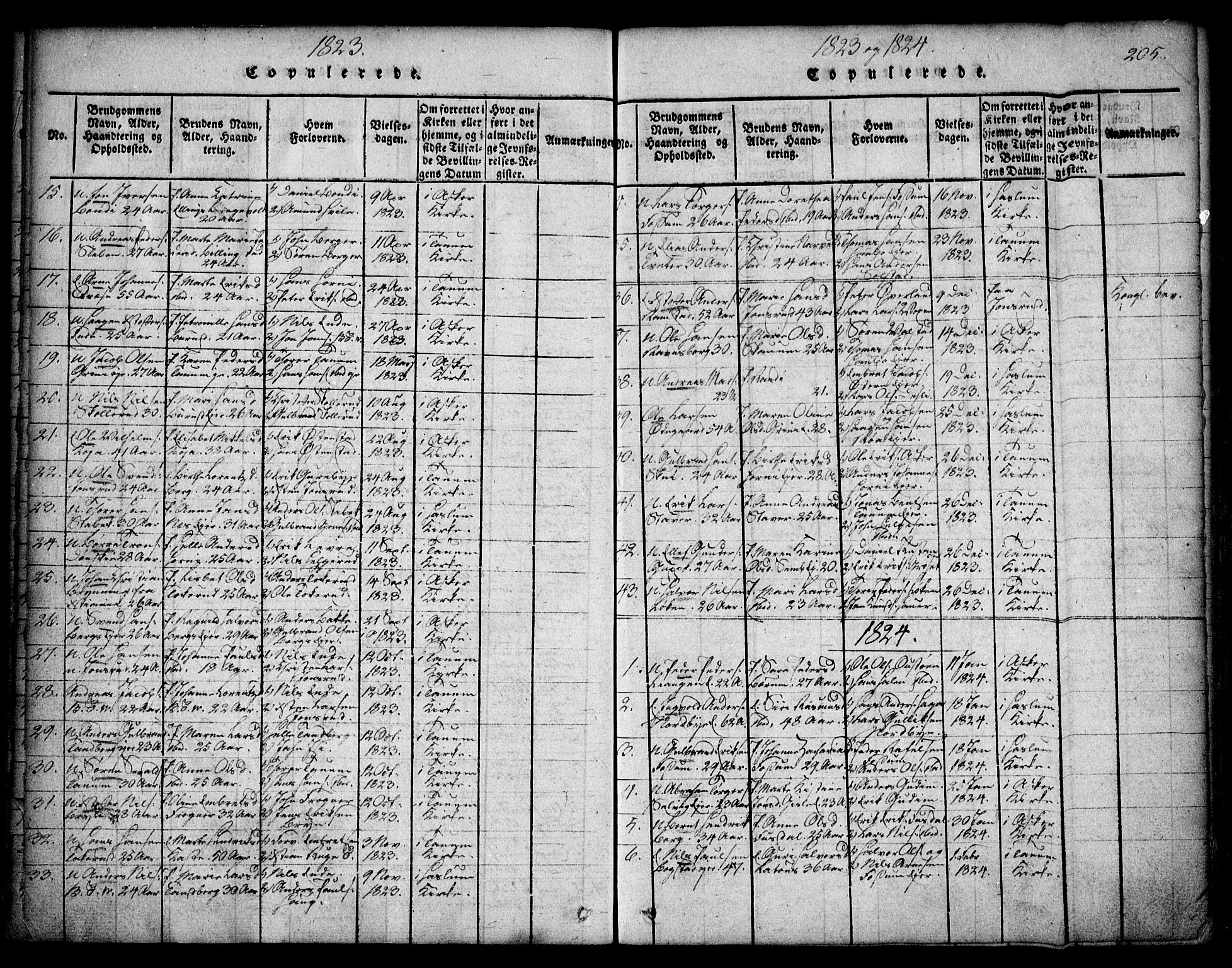 Asker prestekontor Kirkebøker, SAO/A-10256a/F/Fa/L0006: Parish register (official) no. I 6, 1814-1824, p. 205