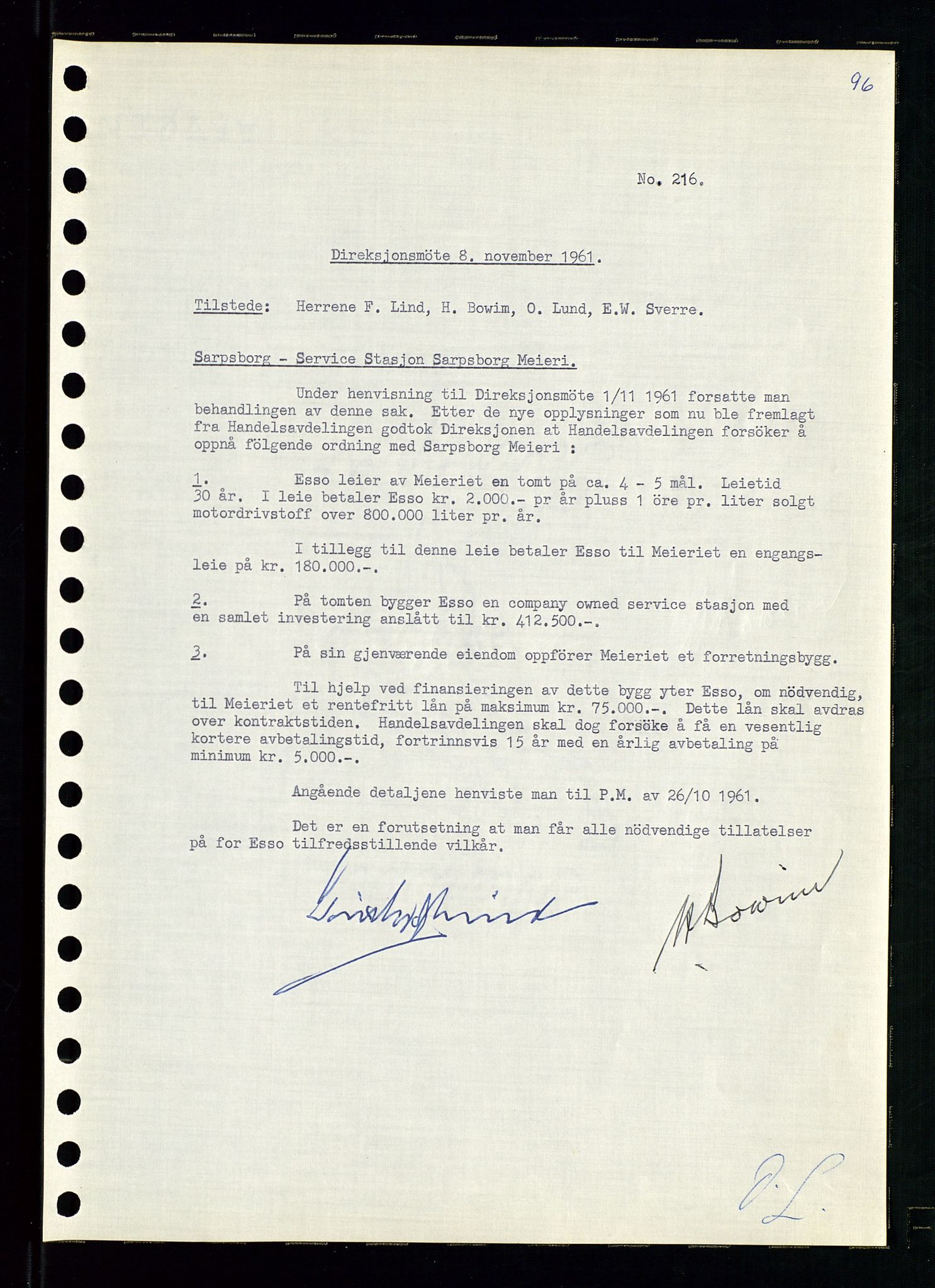 Pa 0982 - Esso Norge A/S, AV/SAST-A-100448/A/Aa/L0001/0002: Den administrerende direksjon Board minutes (styrereferater) / Den administrerende direksjon Board minutes (styrereferater), 1960-1961, p. 145