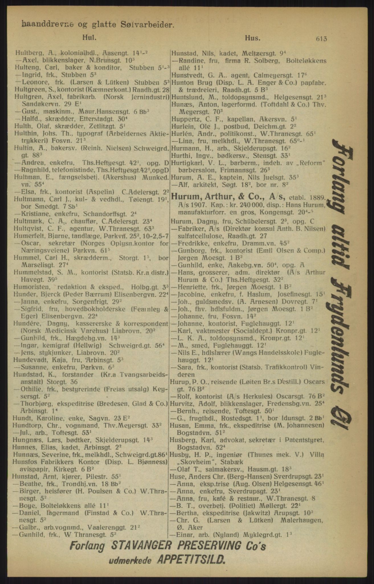 Kristiania/Oslo adressebok, PUBL/-, 1915, p. 613