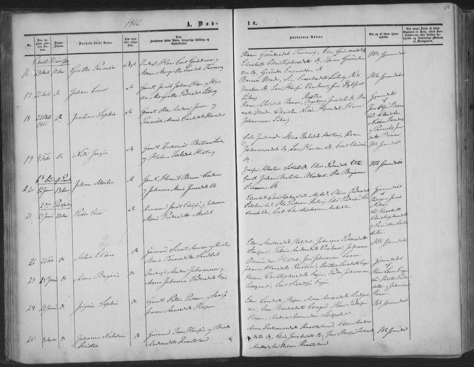 Ministerialprotokoller, klokkerbøker og fødselsregistre - Nordland, SAT/A-1459/853/L0770: Parish register (official) no. 853A09, 1857-1870, p. 68