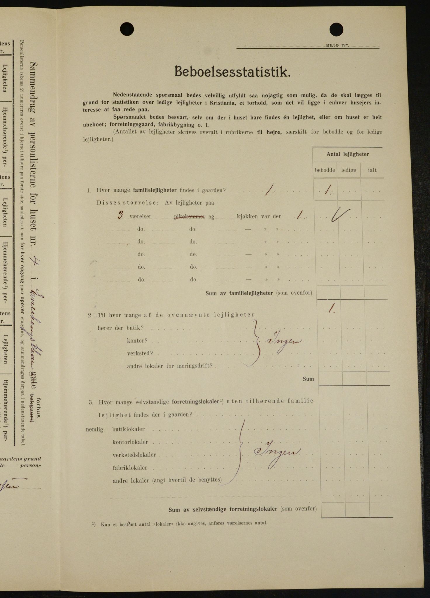 OBA, Municipal Census 1909 for Kristiania, 1909, p. 19597