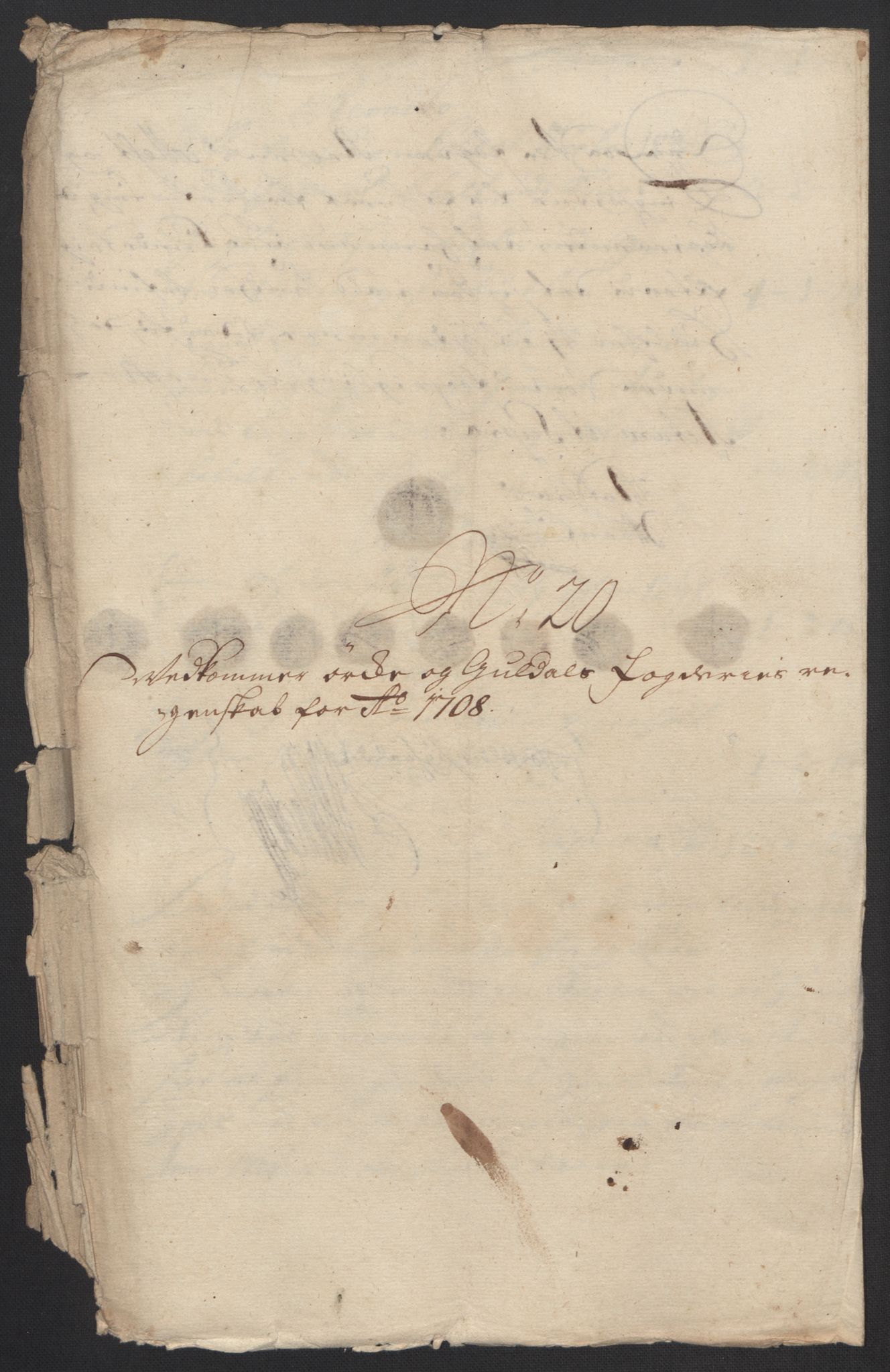 Rentekammeret inntil 1814, Reviderte regnskaper, Fogderegnskap, AV/RA-EA-4092/R60/L3958: Fogderegnskap Orkdal og Gauldal, 1708, p. 299