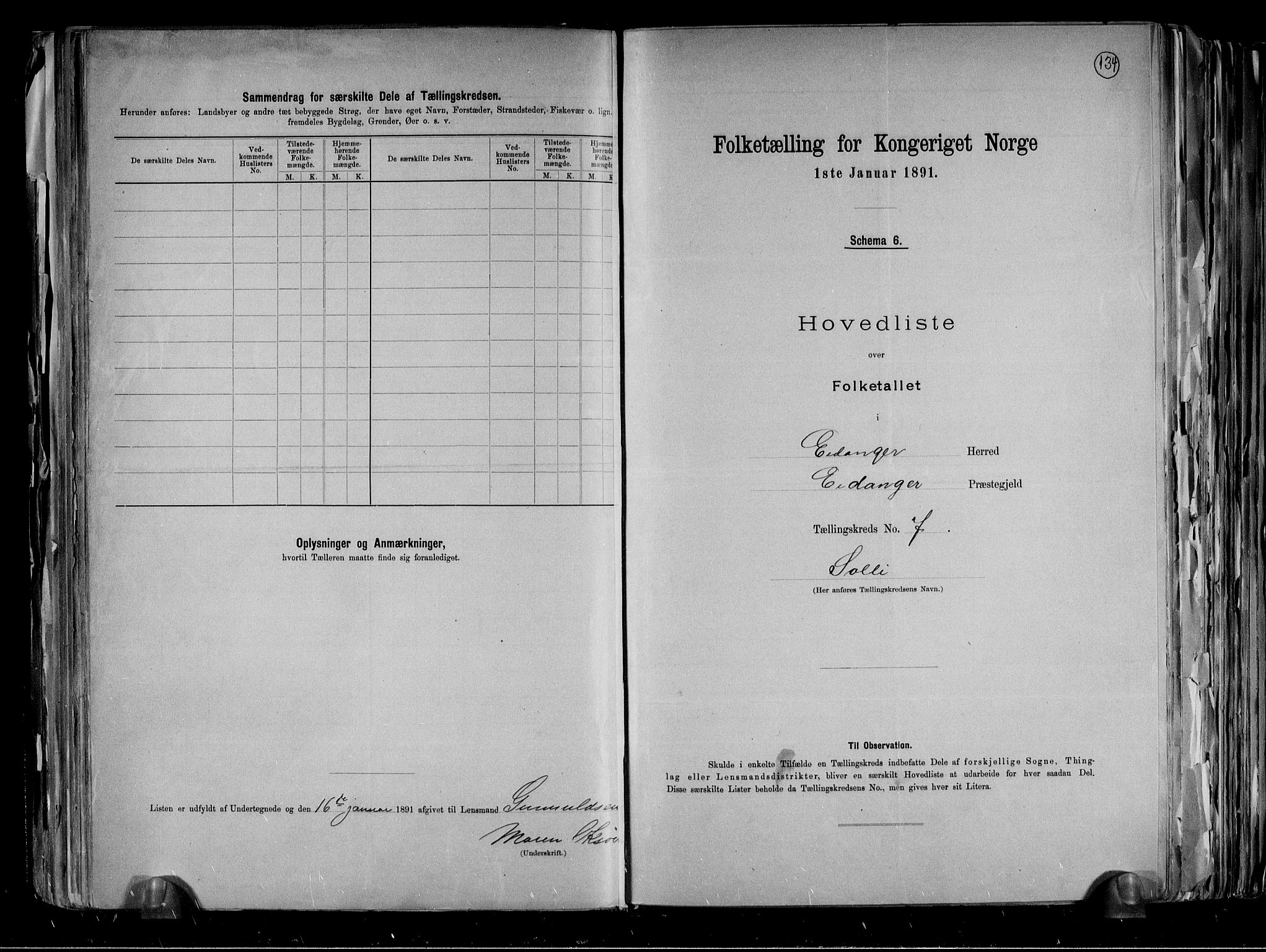 RA, 1891 census for 0813 Eidanger, 1891, p. 20