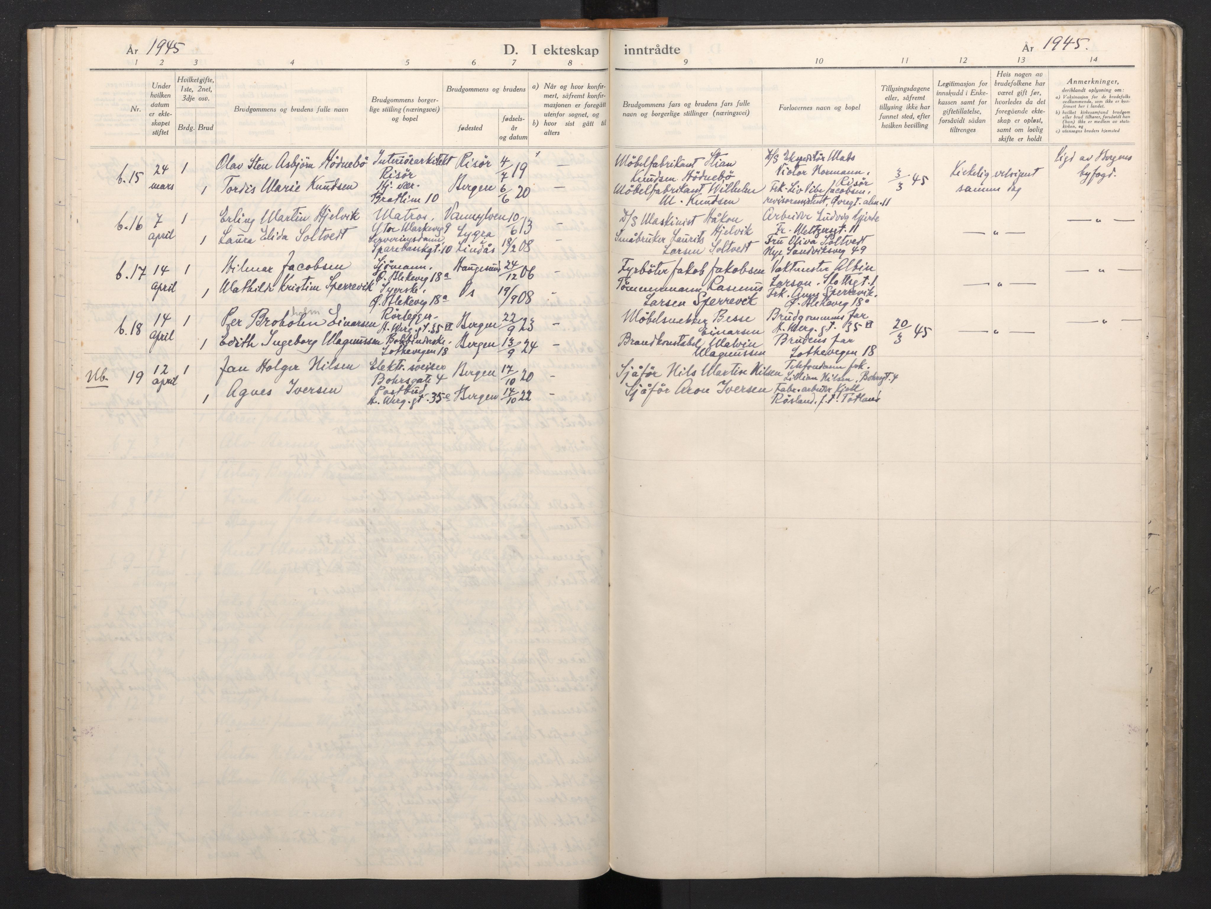 Korskirken sokneprestembete, AV/SAB-A-76101/H/Haa: Parish register (official) no. A 15, 1942-1945