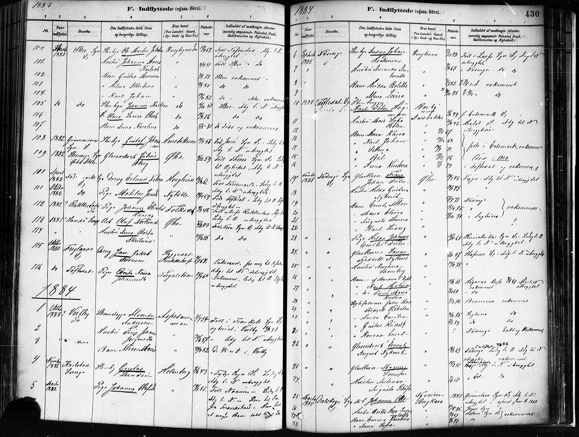 Idd prestekontor Kirkebøker, AV/SAO-A-10911/F/Fc/L0006b: Parish register (official) no. III 6B, 1878-1903, p. 430