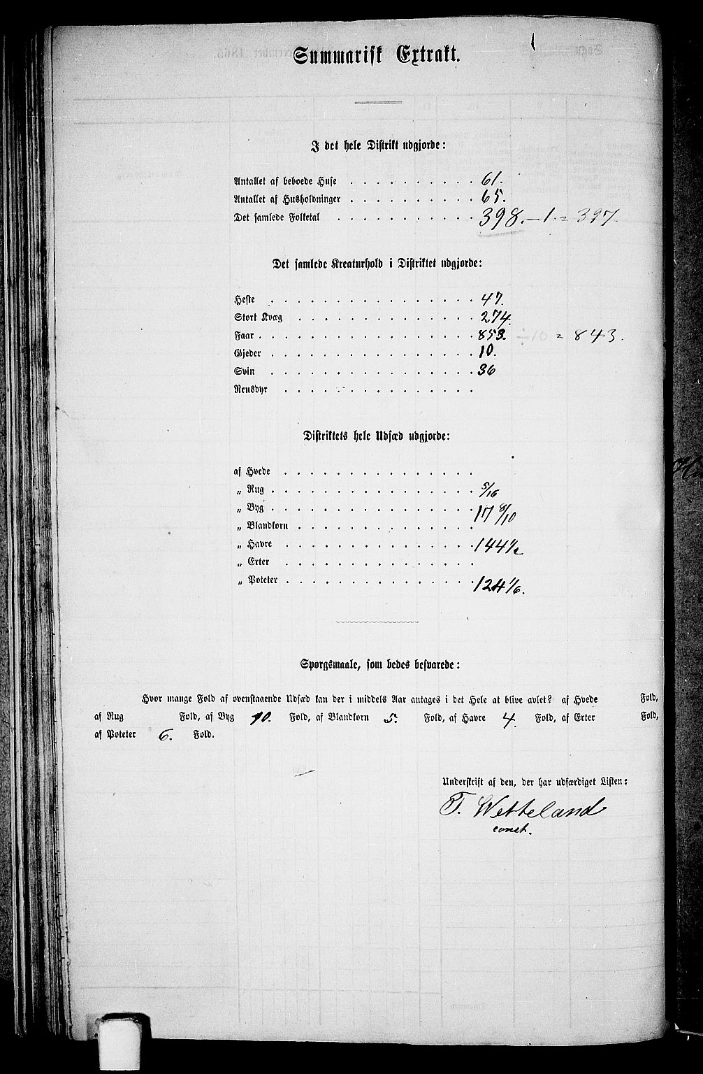 RA, 1865 census for Hetland, 1865, p. 36