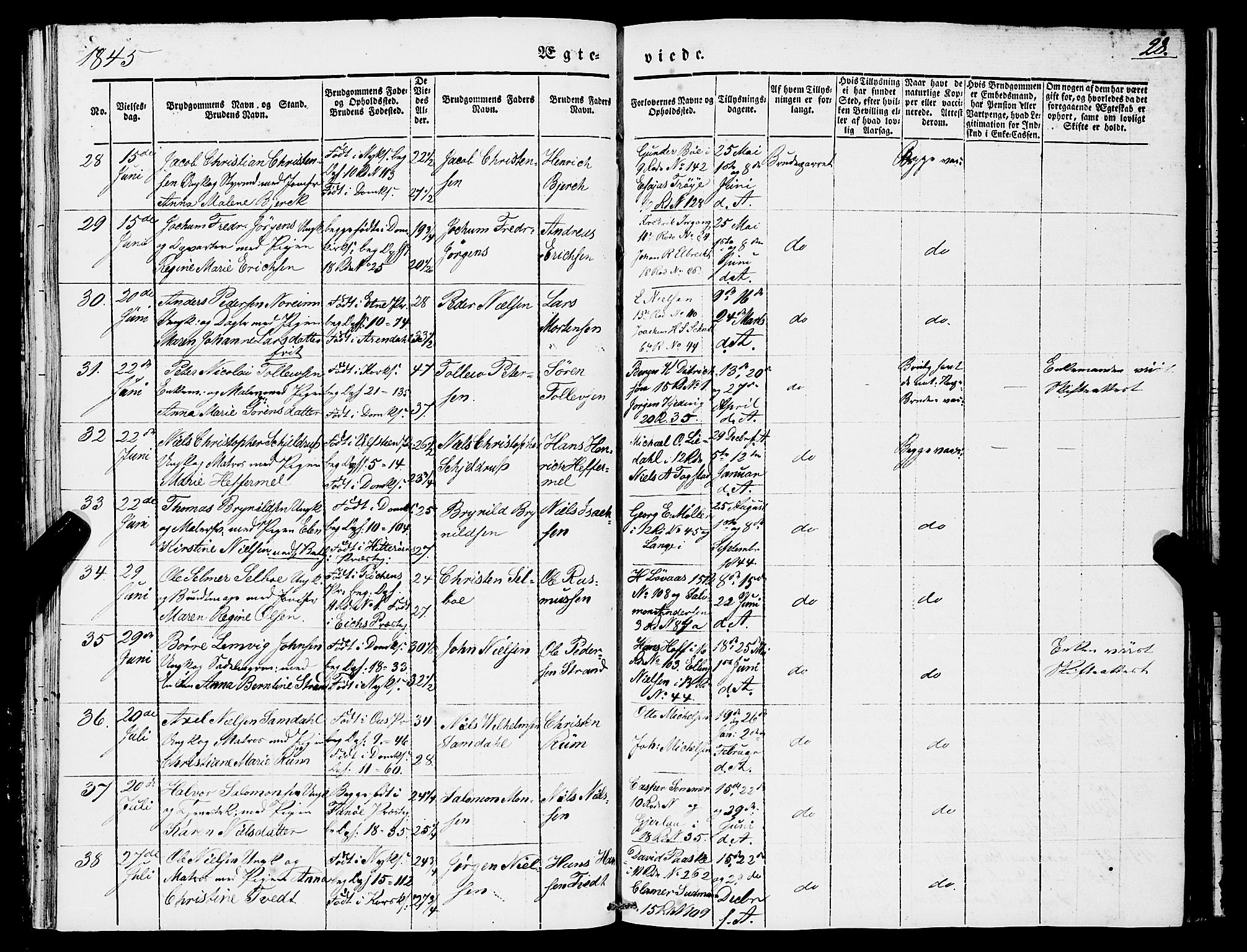 Domkirken sokneprestembete, SAB/A-74801/H/Haa/L0033: Parish register (official) no. D 1, 1841-1853, p. 28
