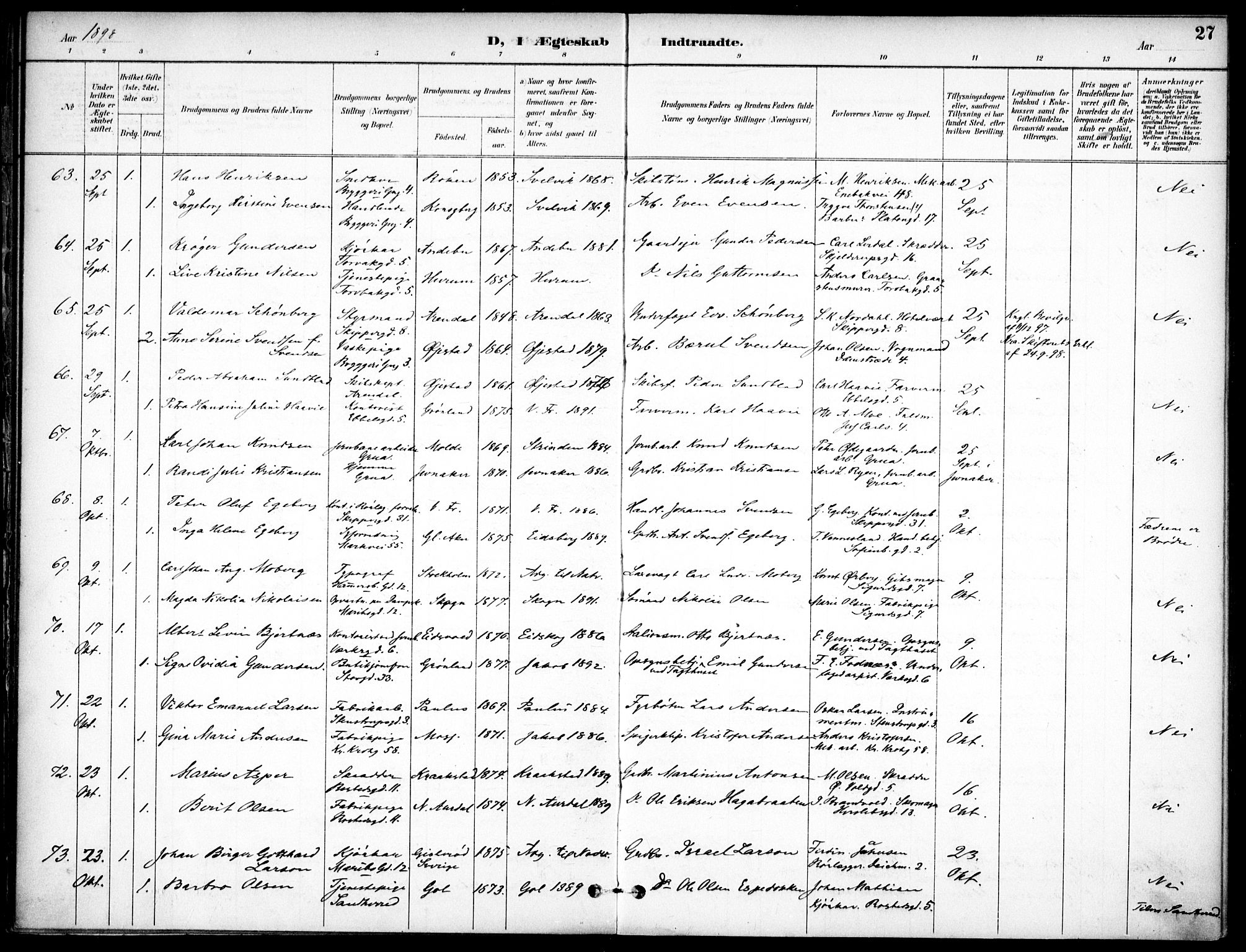 Jakob prestekontor Kirkebøker, SAO/A-10850/F/Fa/L0006: Parish register (official) no. 6, 1895-1908, p. 27