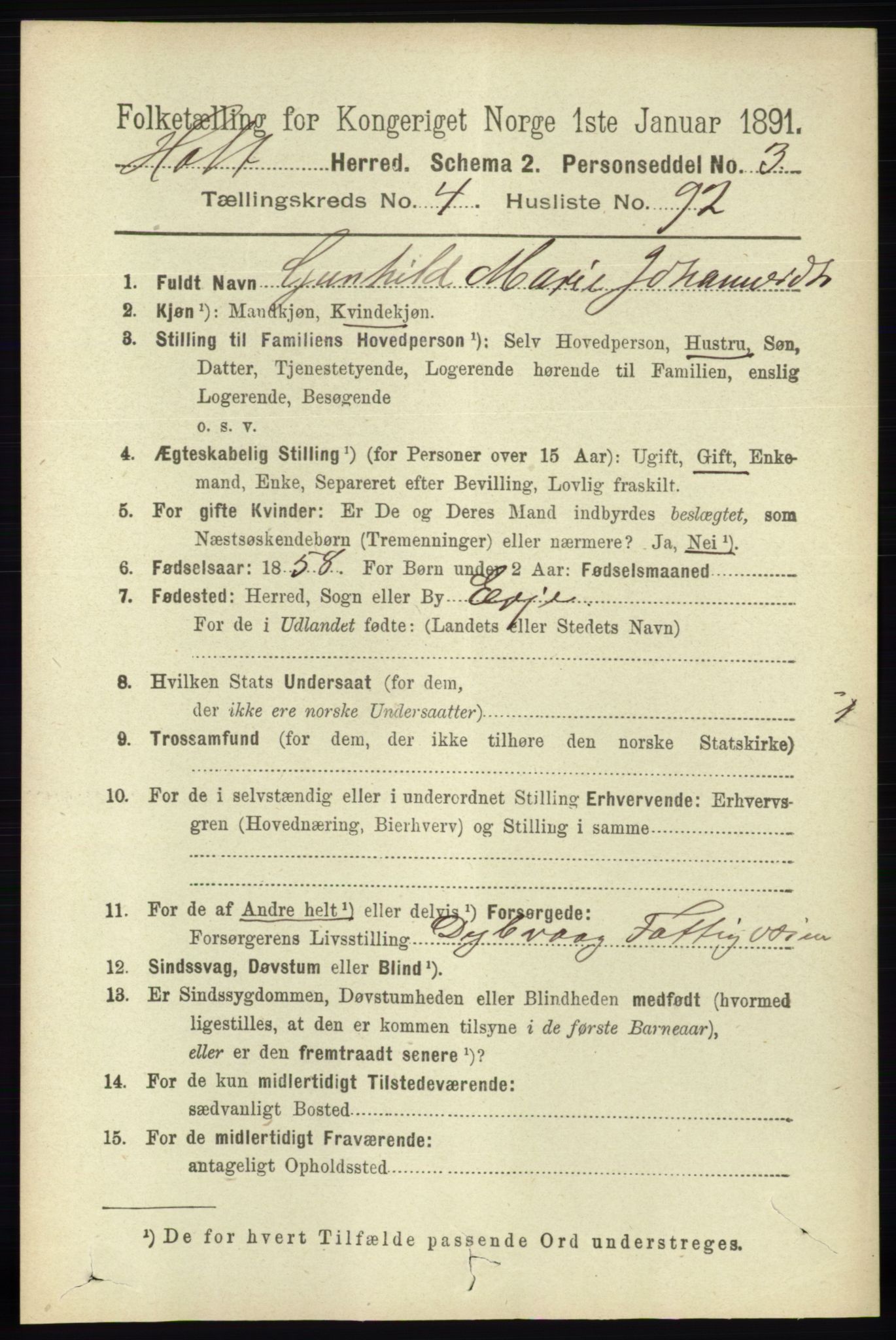 RA, 1891 census for 0914 Holt, 1891, p. 2206