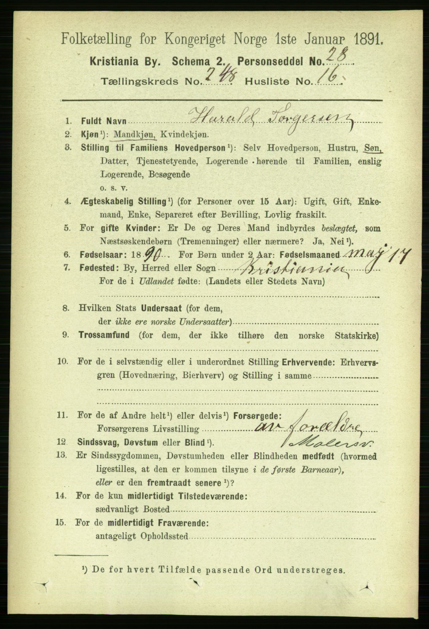 RA, 1891 census for 0301 Kristiania, 1891, p. 151833