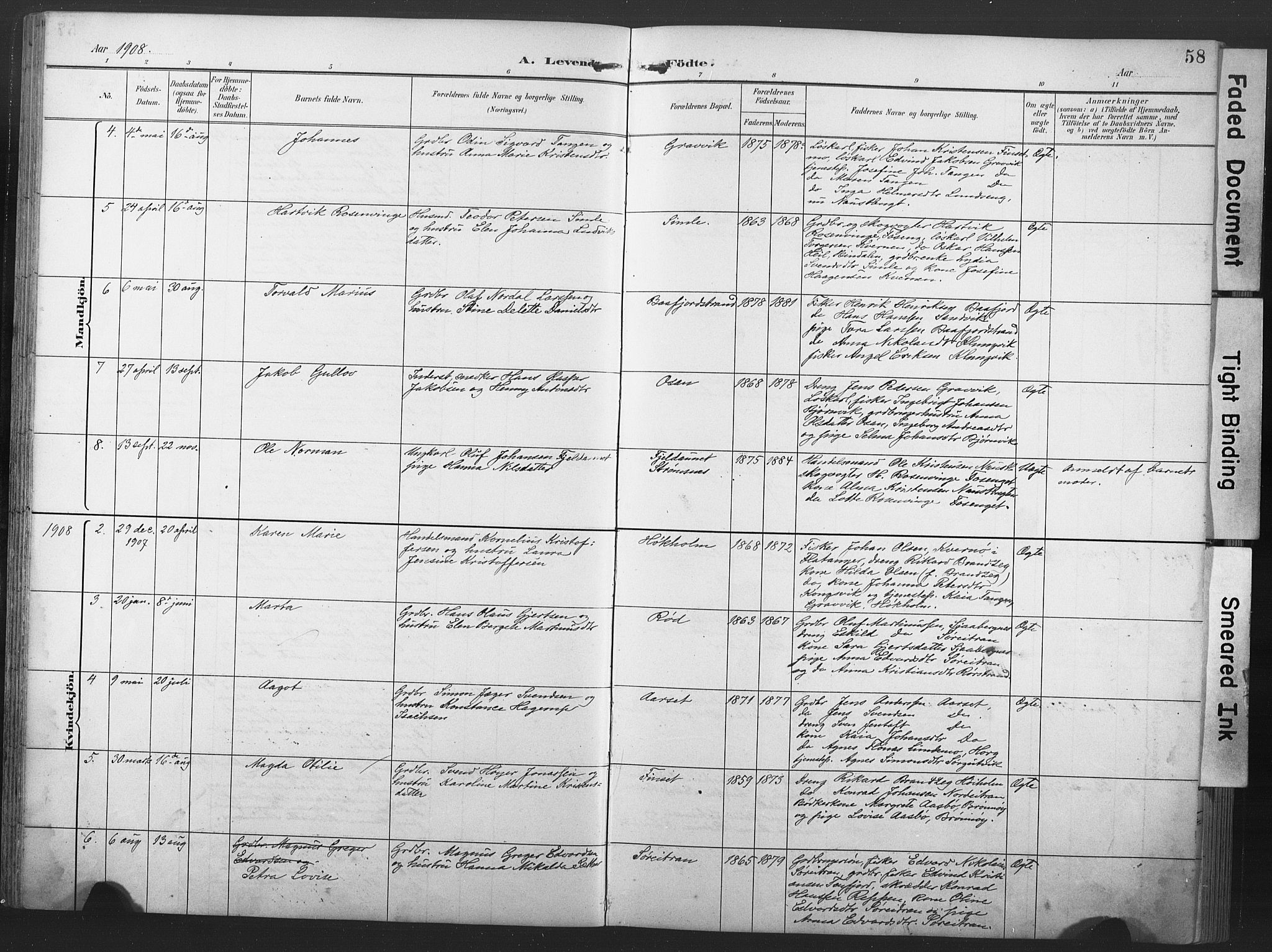 Ministerialprotokoller, klokkerbøker og fødselsregistre - Nord-Trøndelag, AV/SAT-A-1458/789/L0706: Parish register (copy) no. 789C01, 1888-1931, p. 58