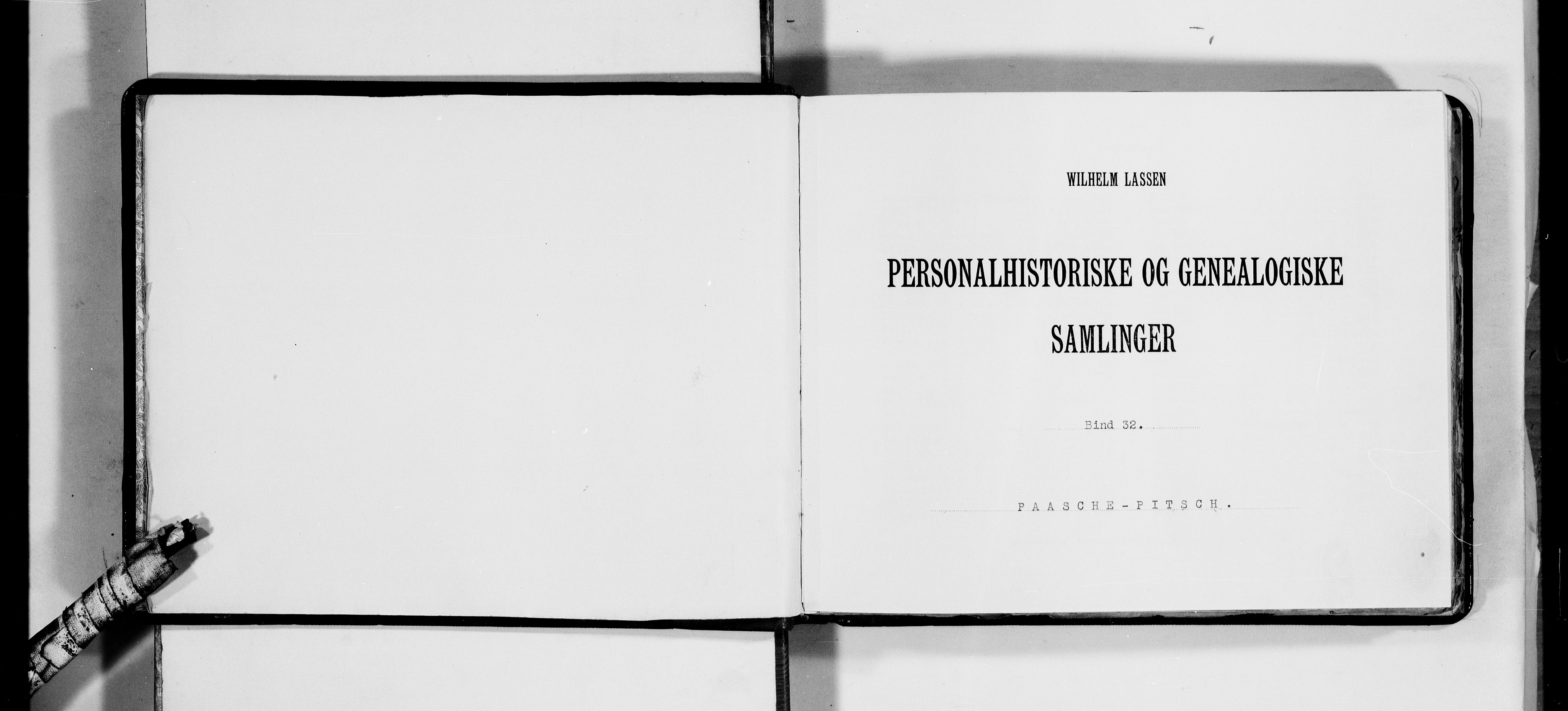 Lassens samlinger, AV/RA-PA-0051/F/Fa/L0032: Personalhistoriske og genealogiske opptegnelser: Paasche - Pitsch, 1500-1907