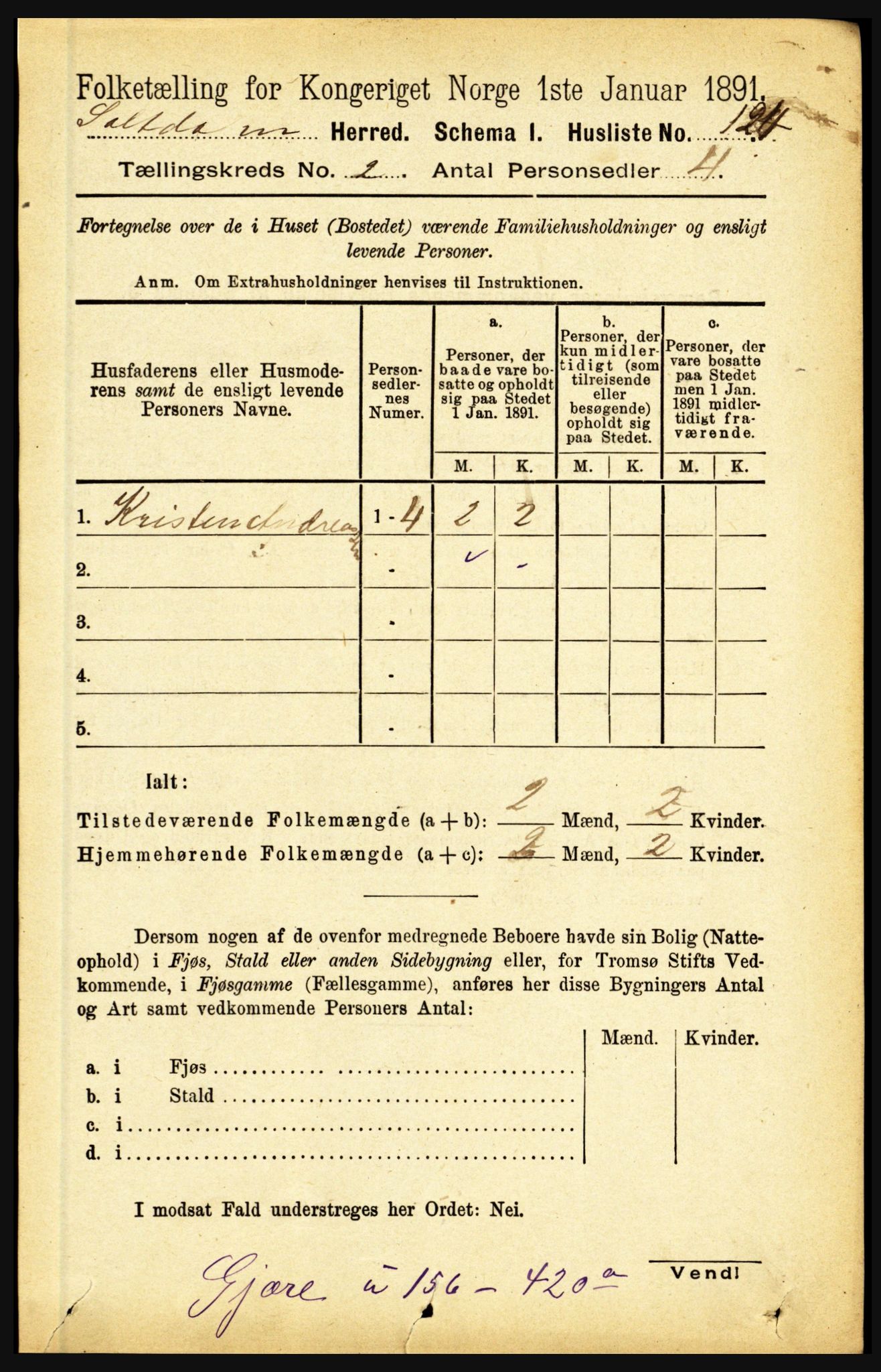 RA, 1891 census for 1840 Saltdal, 1891, p. 666