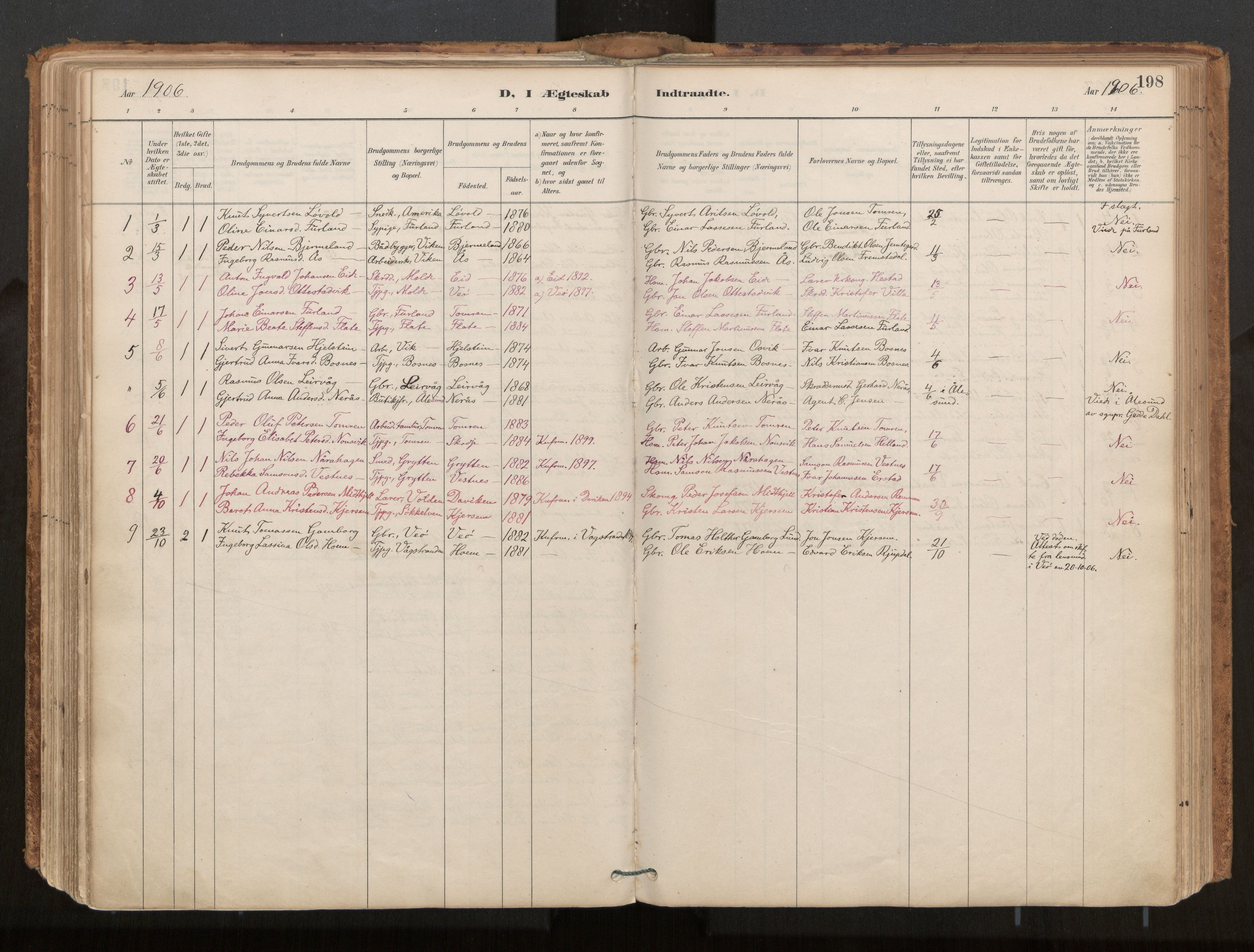 Ministerialprotokoller, klokkerbøker og fødselsregistre - Møre og Romsdal, AV/SAT-A-1454/539/L0531: Parish register (official) no. 539A04, 1887-1913, p. 198