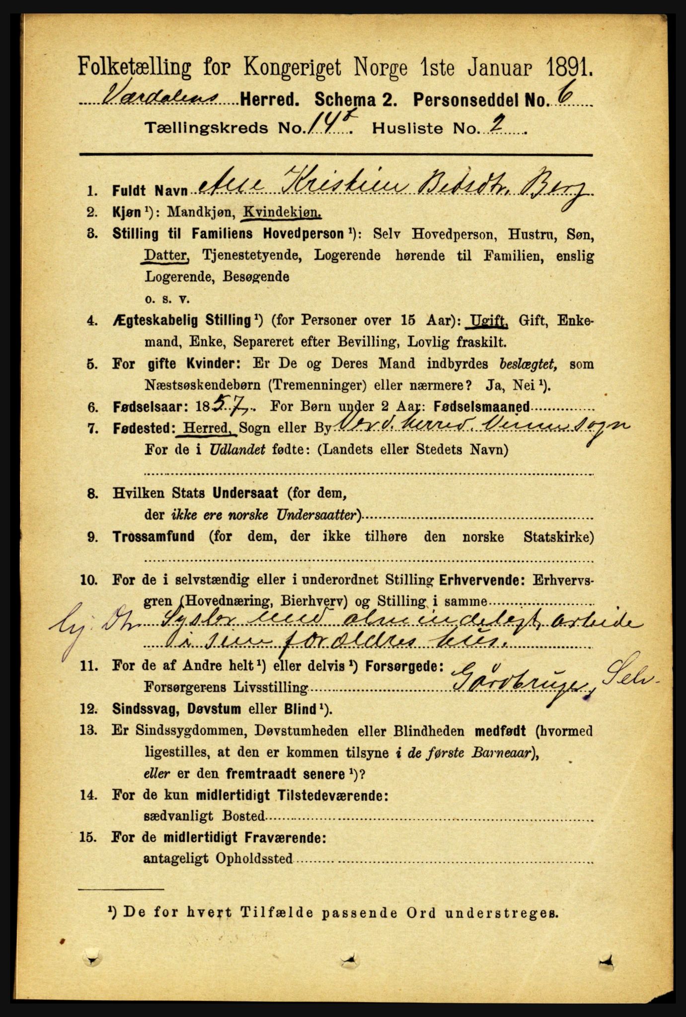 RA, 1891 census for 1721 Verdal, 1891, p. 7375