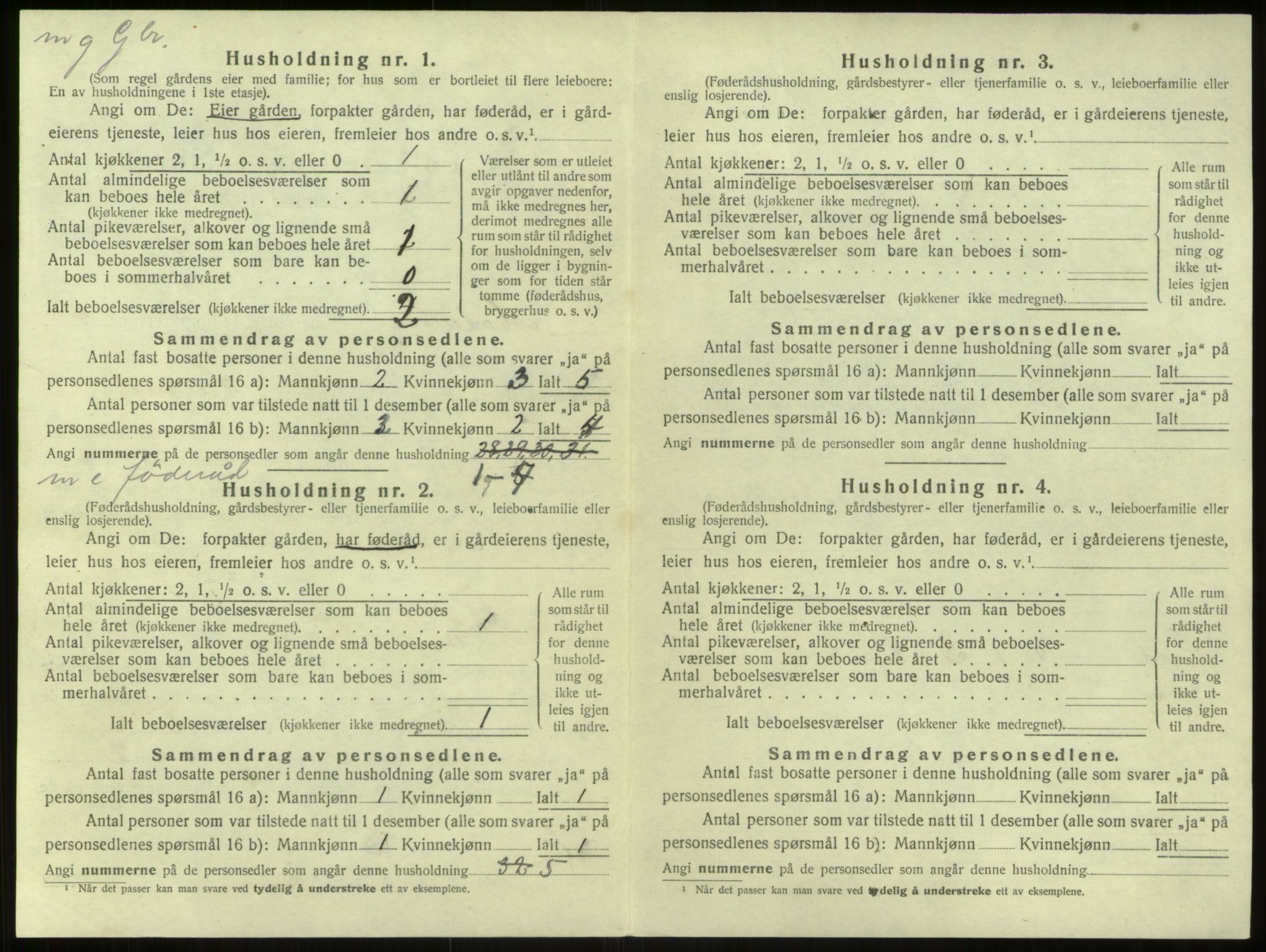 SAB, 1920 census for Modalen, 1920, p. 129