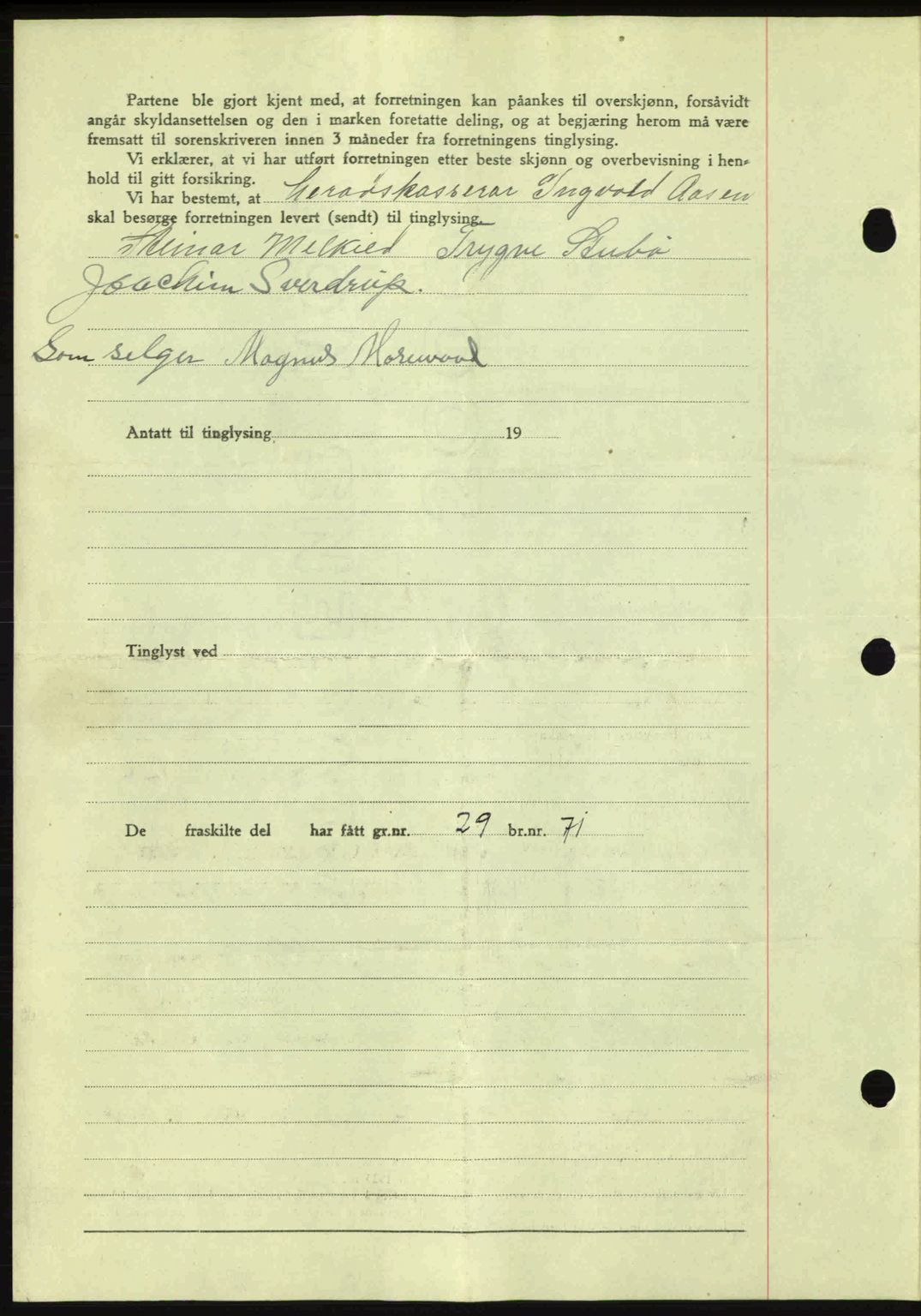 Romsdal sorenskriveri, AV/SAT-A-4149/1/2/2C: Mortgage book no. A17, 1944-1945, Diary no: : 199/1945