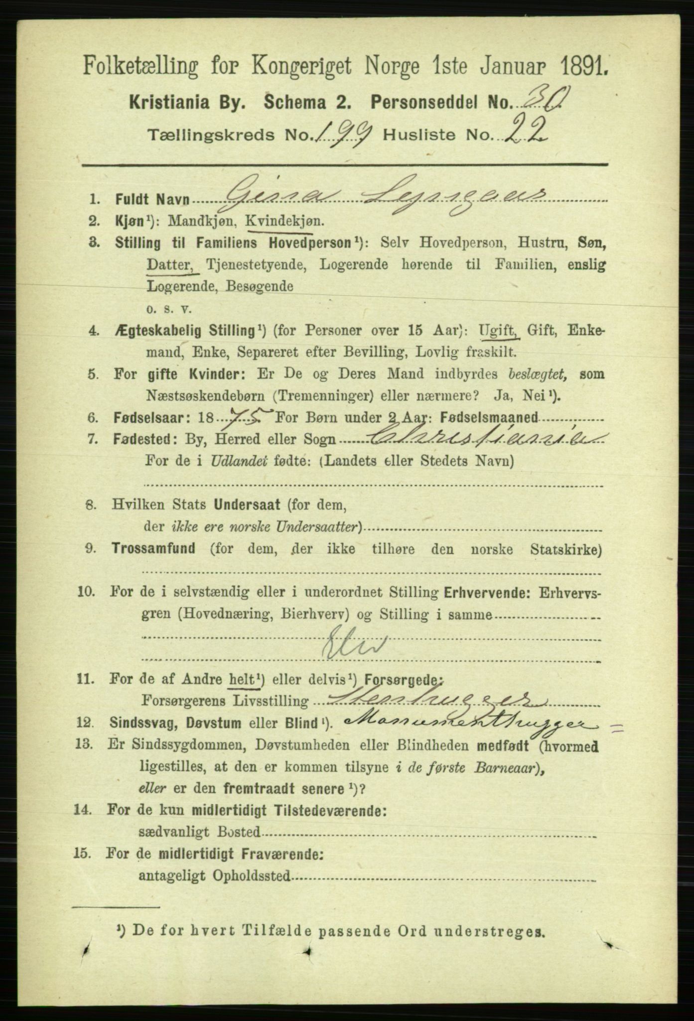 RA, 1891 census for 0301 Kristiania, 1891, p. 120042