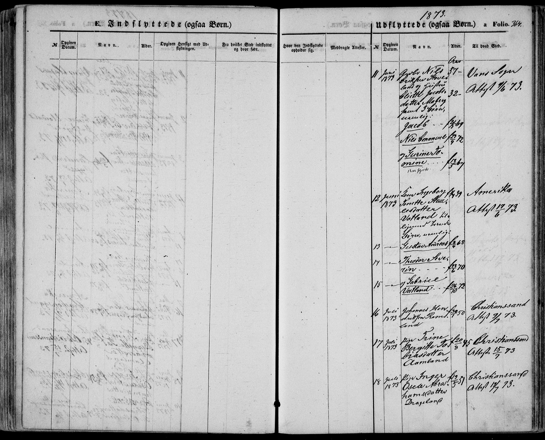 Lyngdal sokneprestkontor, SAK/1111-0029/F/Fa/Fac/L0010: Parish register (official) no. A 10, 1865-1878, p. 364