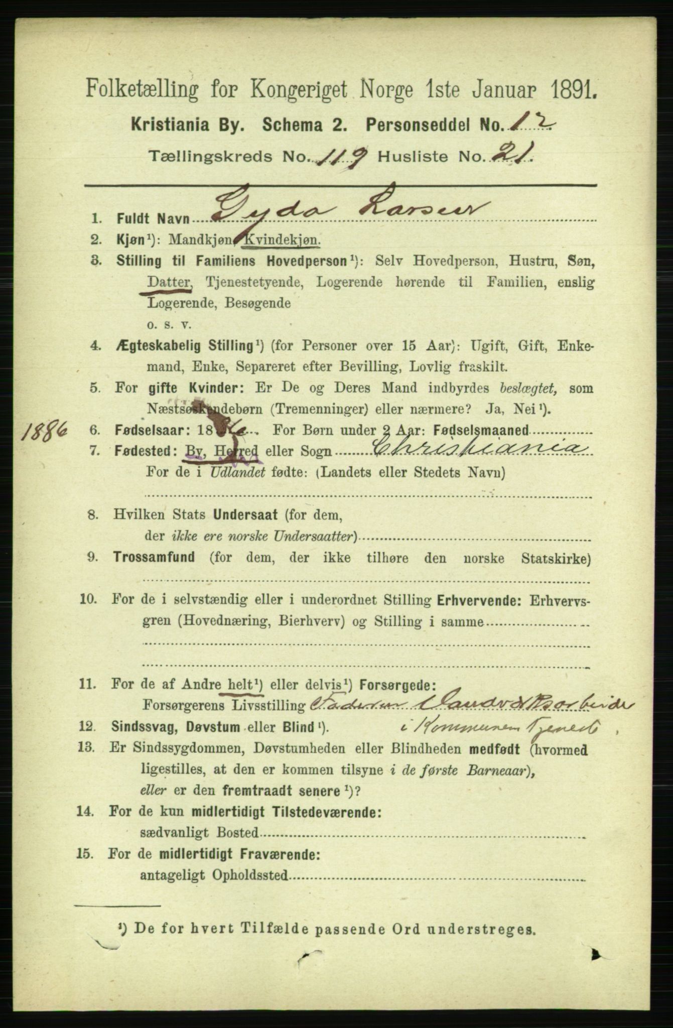 RA, 1891 census for 0301 Kristiania, 1891, p. 63968