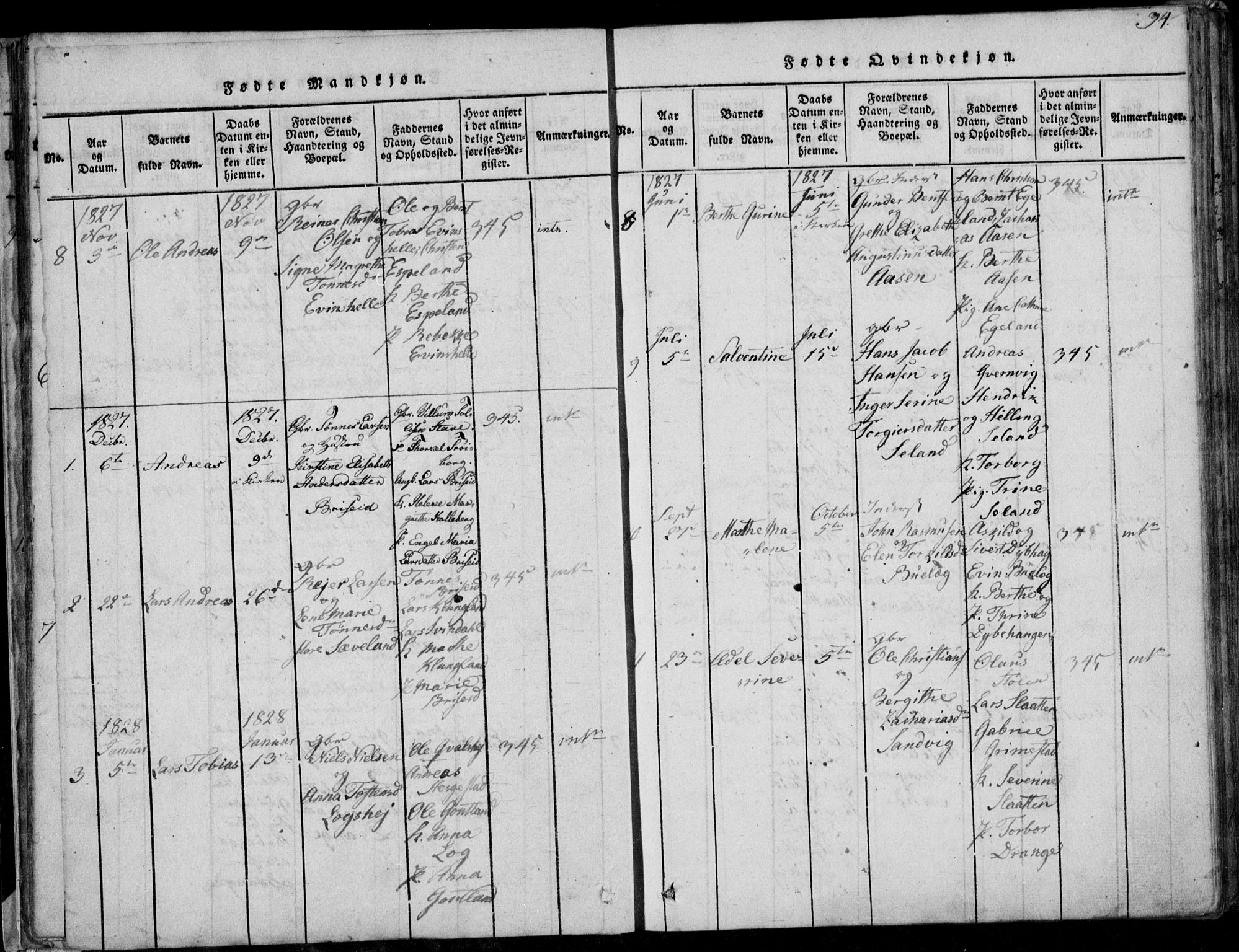 Herad sokneprestkontor, AV/SAK-1111-0018/F/Fa/Faa/L0003: Parish register (official) no. A 3, 1816-1844, p. 34