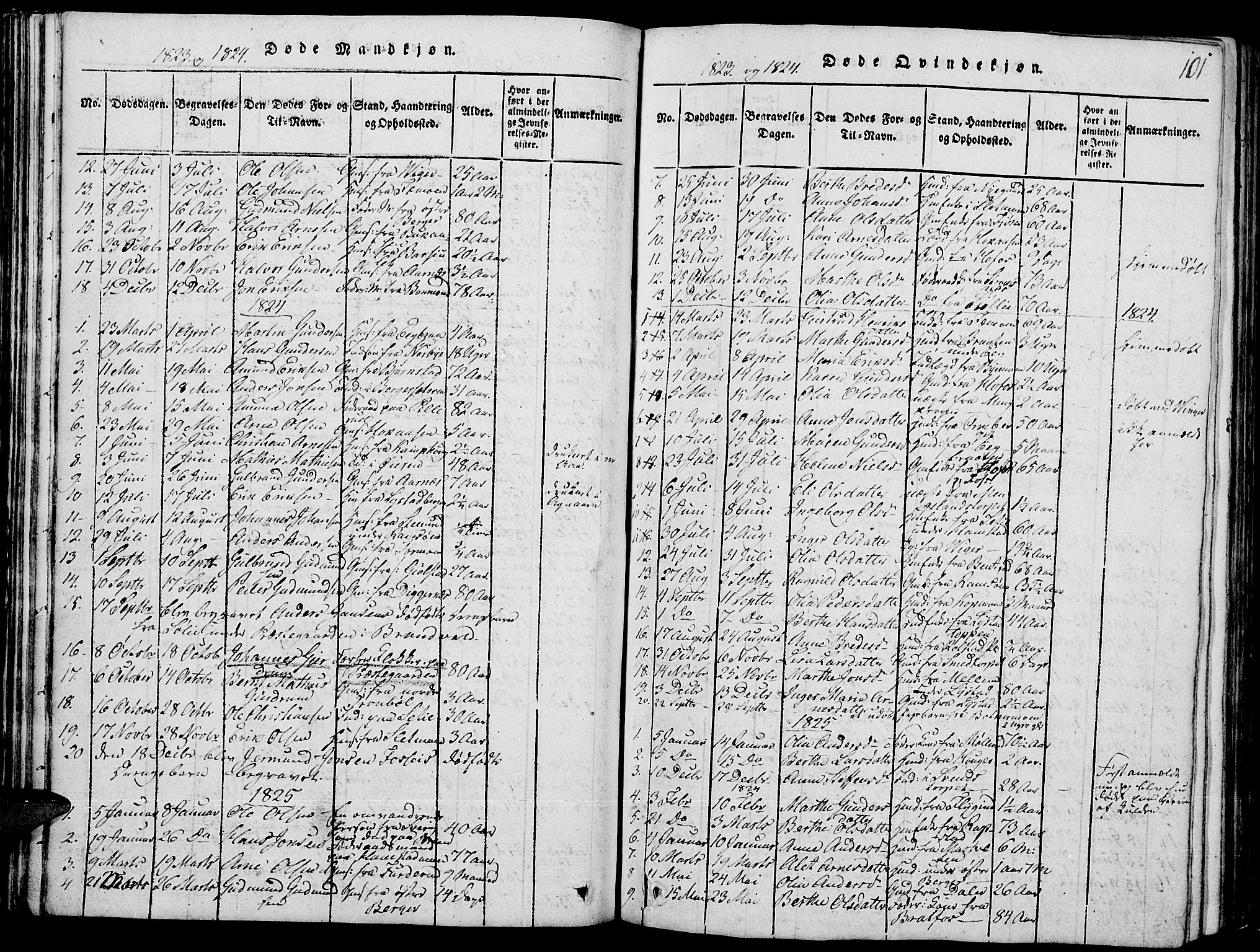 Grue prestekontor, SAH/PREST-036/H/Ha/Hab/L0001: Parish register (copy) no. 1, 1814-1841, p. 101