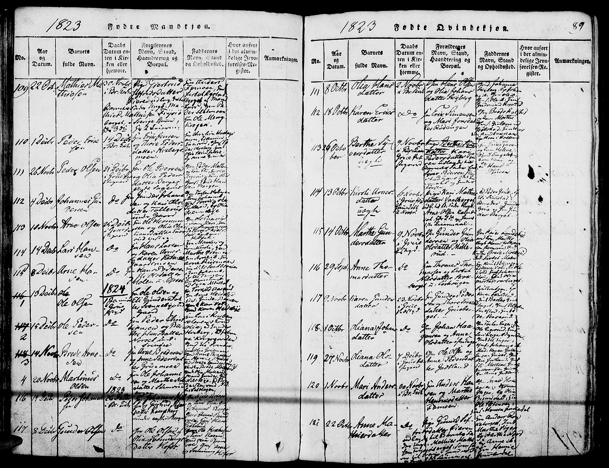 Grue prestekontor, SAH/PREST-036/H/Ha/Haa/L0006: Parish register (official) no. 6, 1814-1830, p. 89