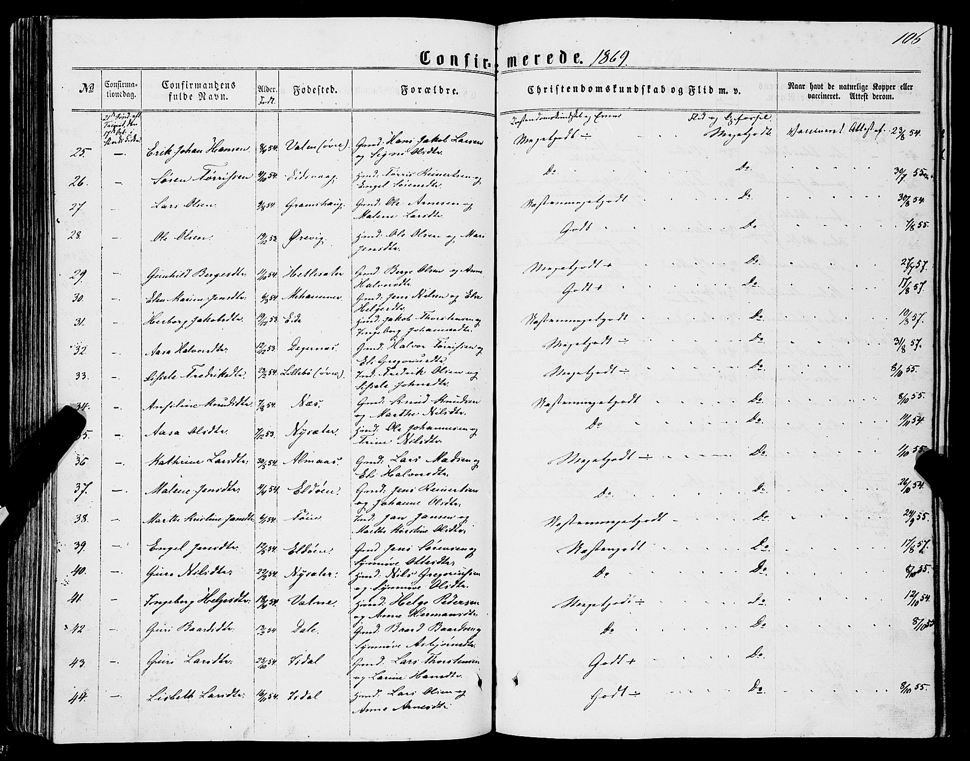 Stord sokneprestembete, AV/SAB-A-78201/H/Haa: Parish register (official) no. B 1, 1862-1877, p. 106