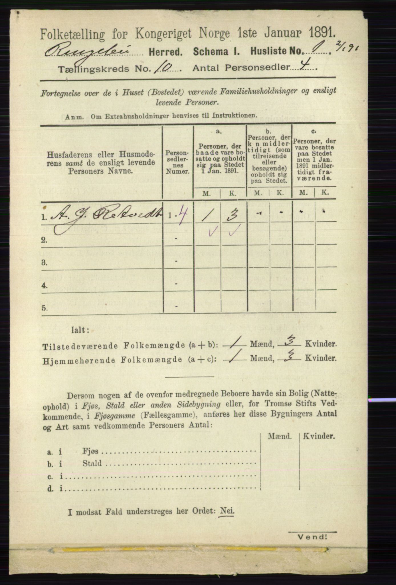 RA, 1891 census for 0520 Ringebu, 1891, p. 4735