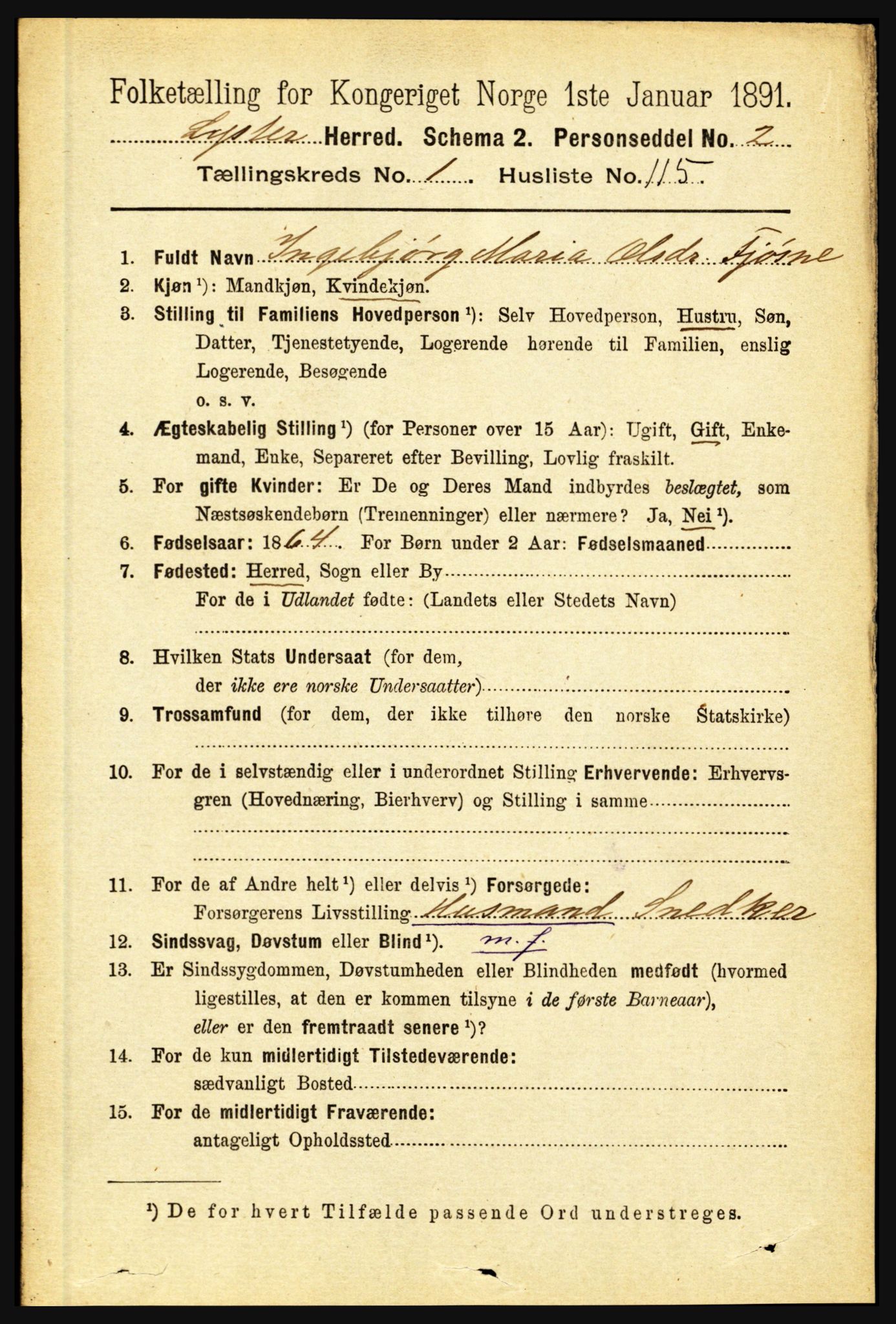 RA, 1891 census for 1426 Luster, 1891, p. 770