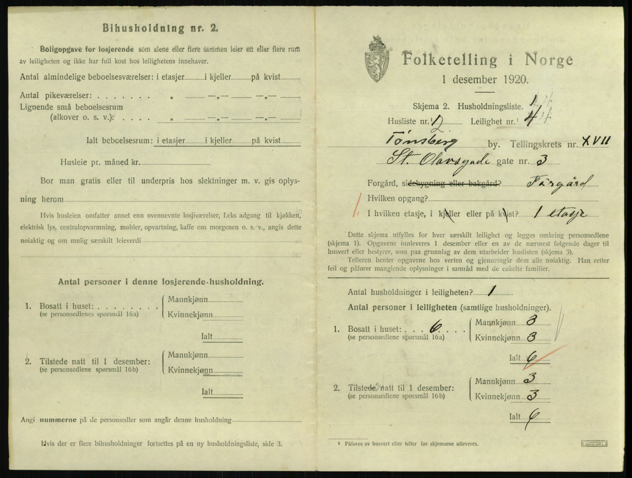 SAKO, 1920 census for Tønsberg, 1920, p. 6593