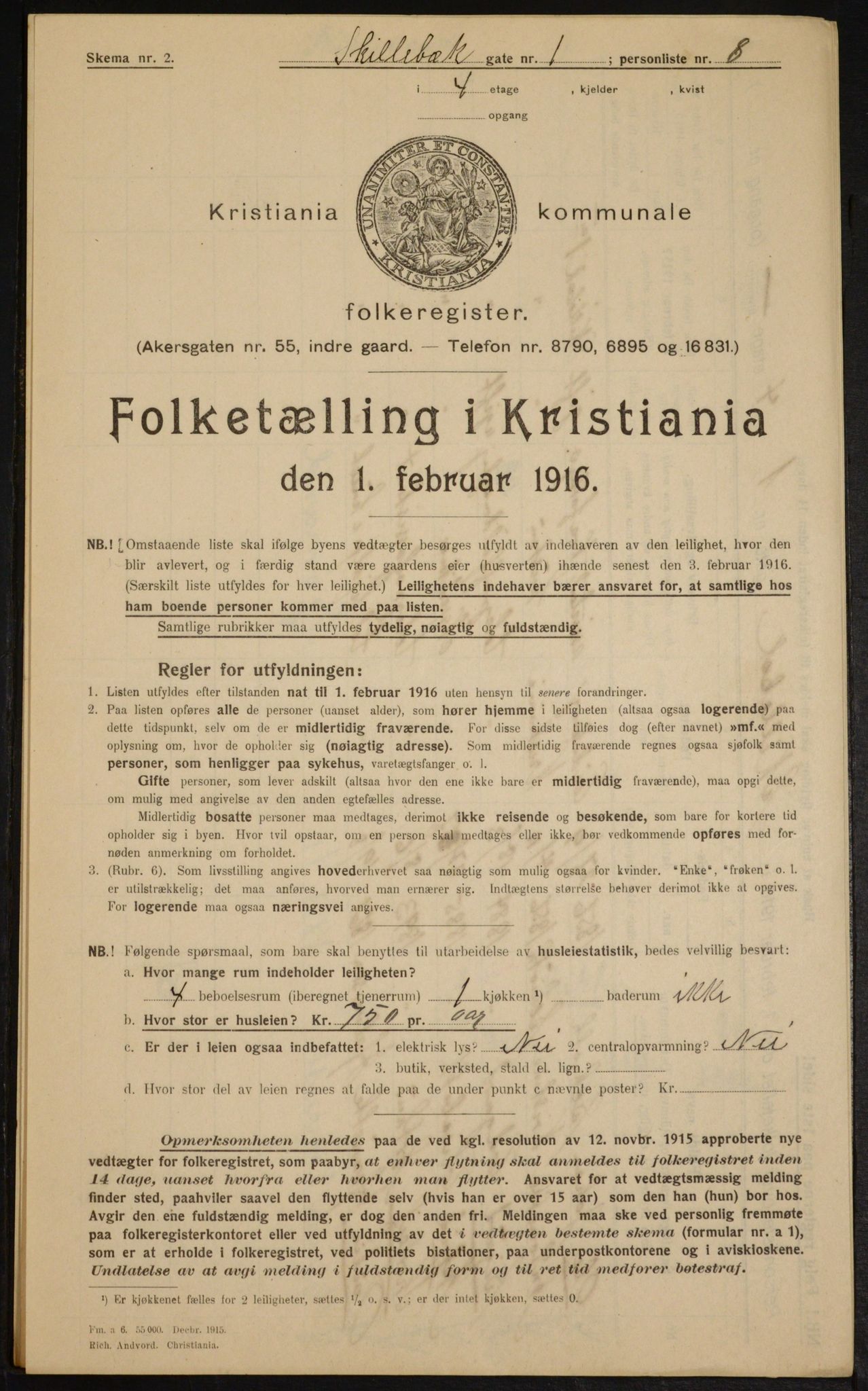 OBA, Municipal Census 1916 for Kristiania, 1916, p. 97885