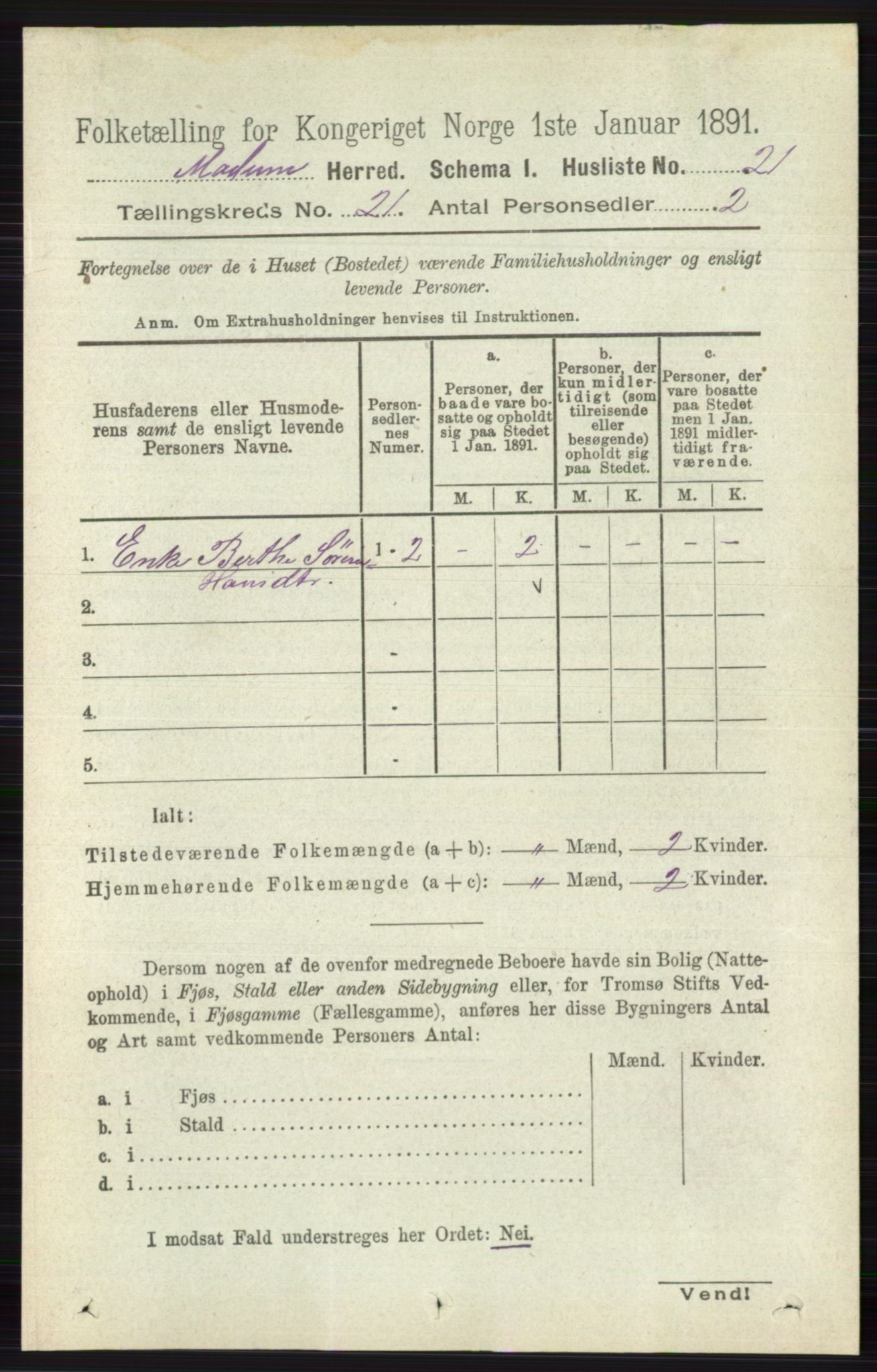 RA, 1891 census for 0623 Modum, 1891, p. 8083